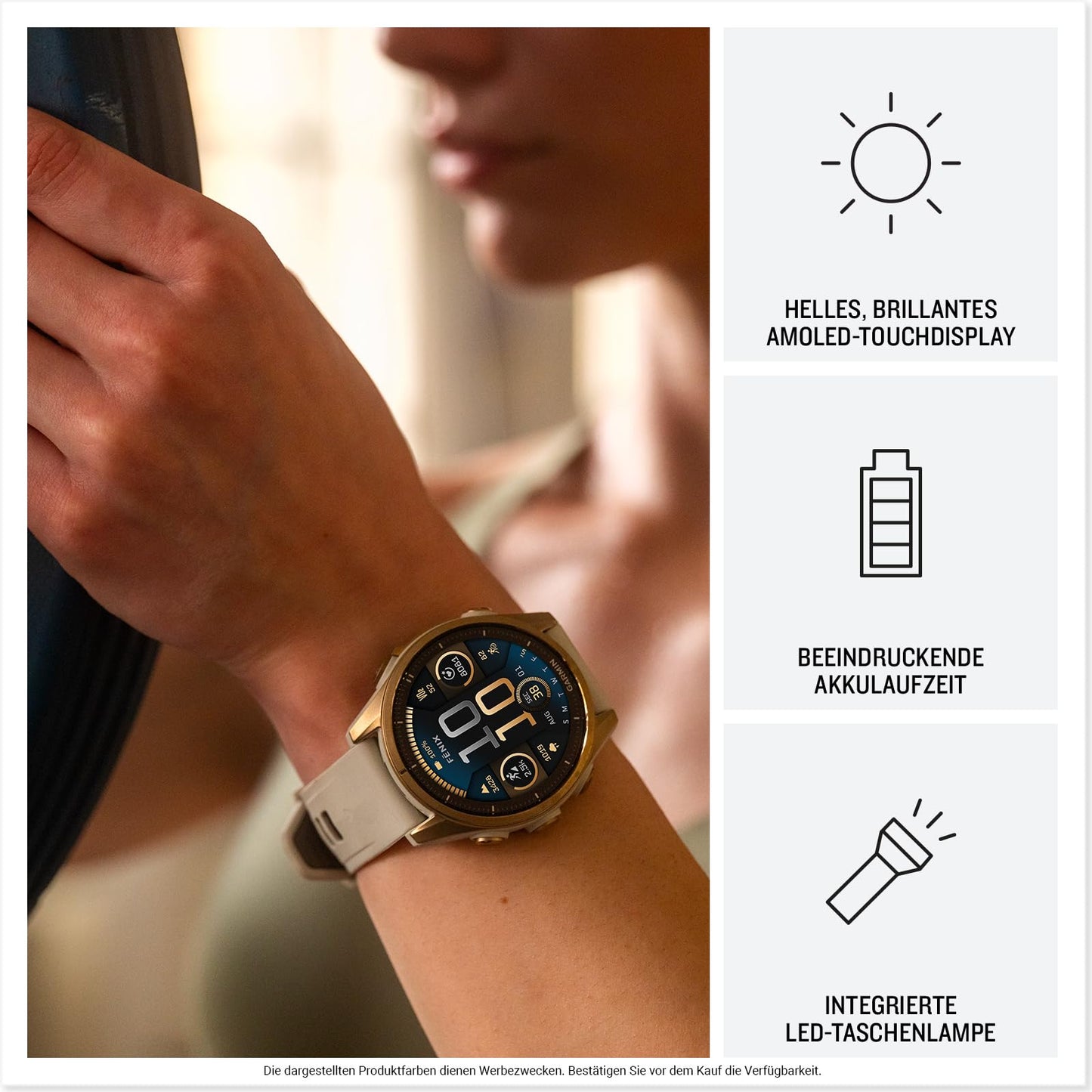 Garmin fēnix 8 43mm – multisport smartwatch, 1.3" AMOLED touch/button display, up to 10 days battery life, 80+ sports/outdoor apps, TOPO maps, ECG, telephony, music, flashlight - 010-02903-00