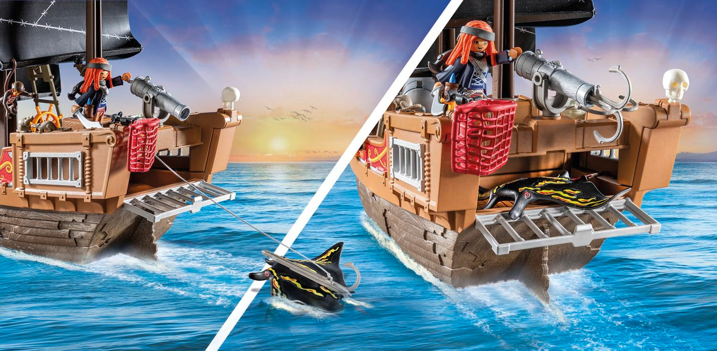 PLAYMOBIL Pirates 71530 Large pirate ship, exciting sea battles and secret treasure hunts on the high seas, including cannons, projectiles and anchors, detailed toy for children aged 4 and over