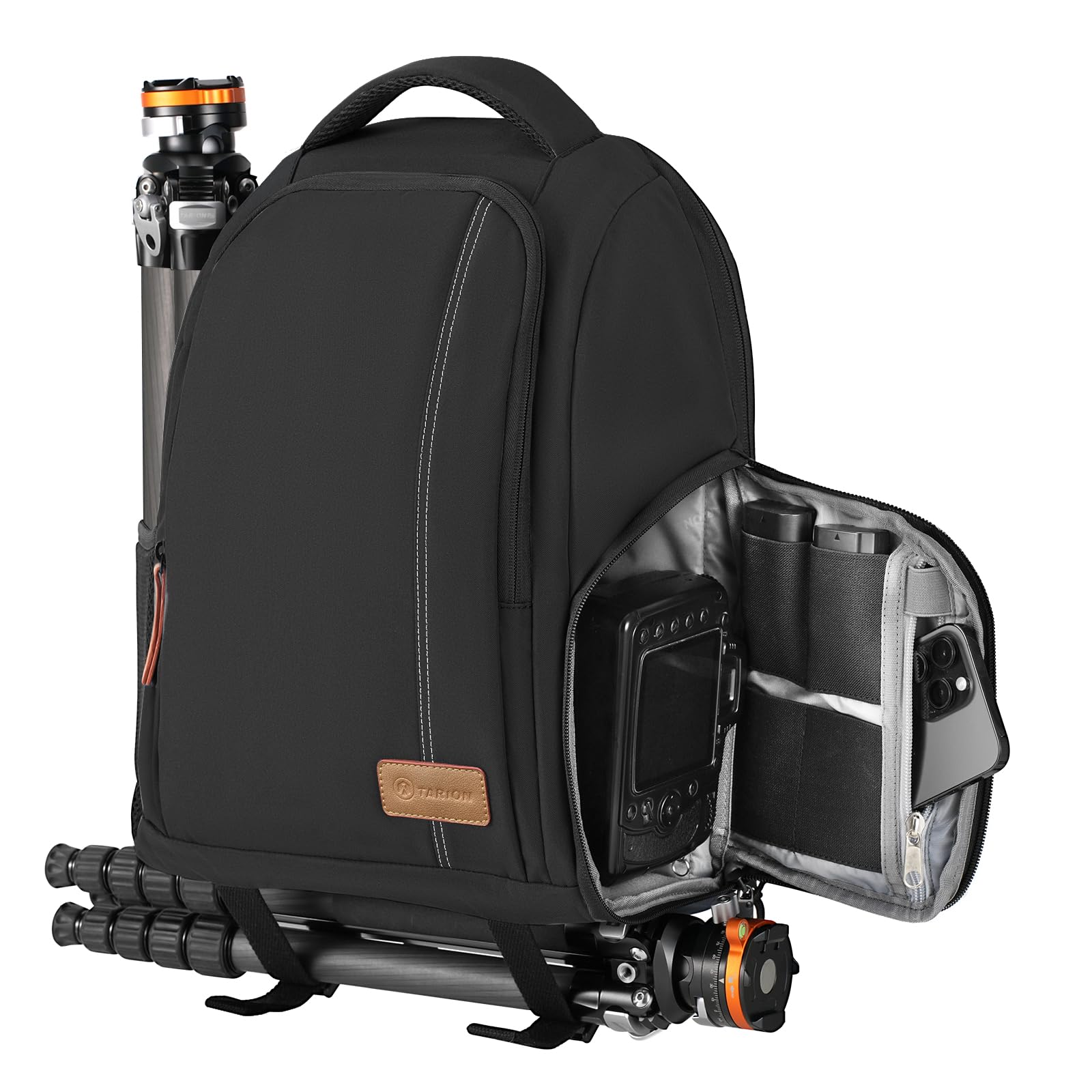 TARION camera backpack lightweight camera backpack with 15 inch laptop compartment black - TB-04