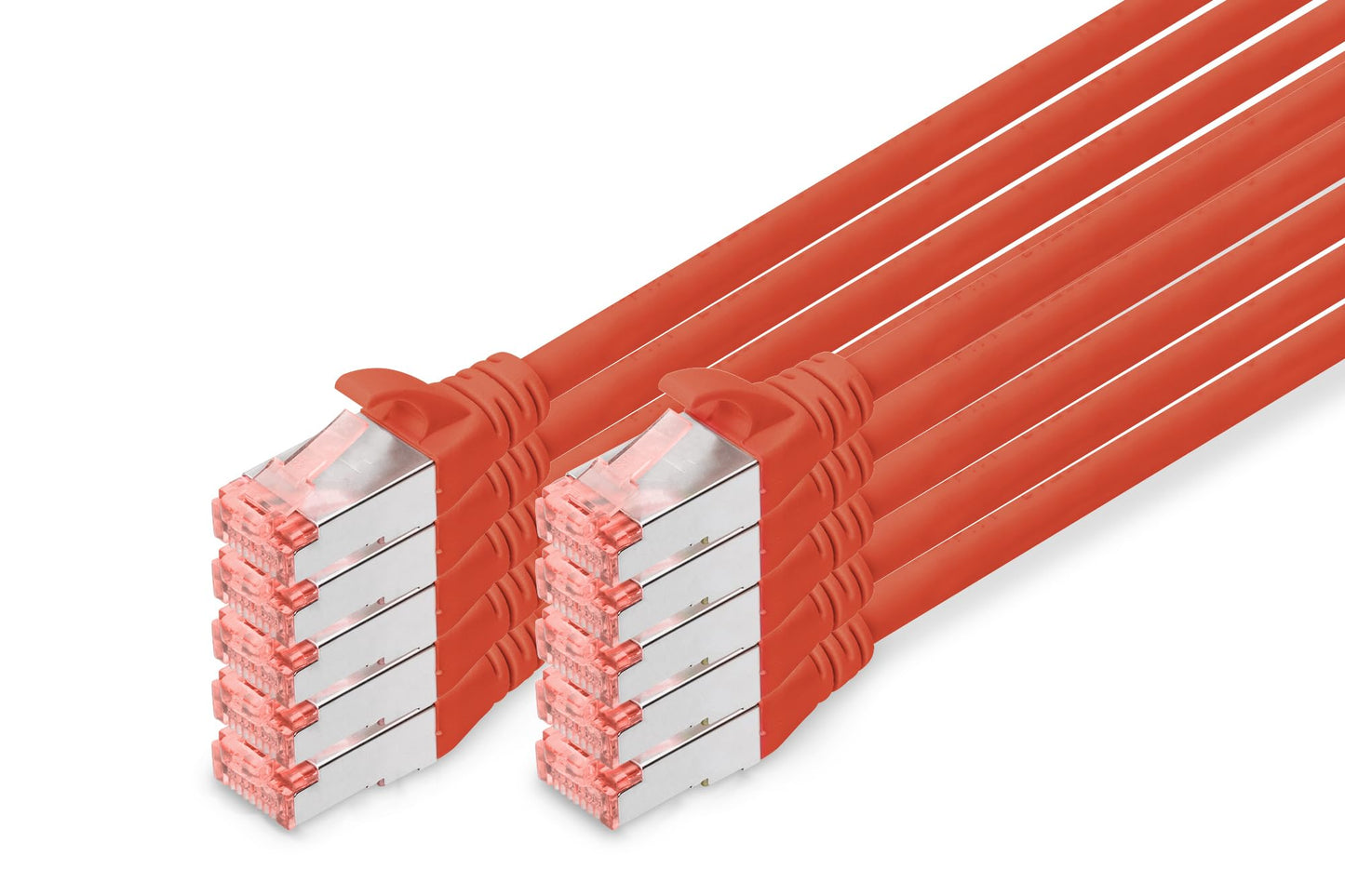 DIGITUS LAN cable Cat 6 – 2 m – 10 pieces – S/FTP shielded – red - DK-1644-020-R-10