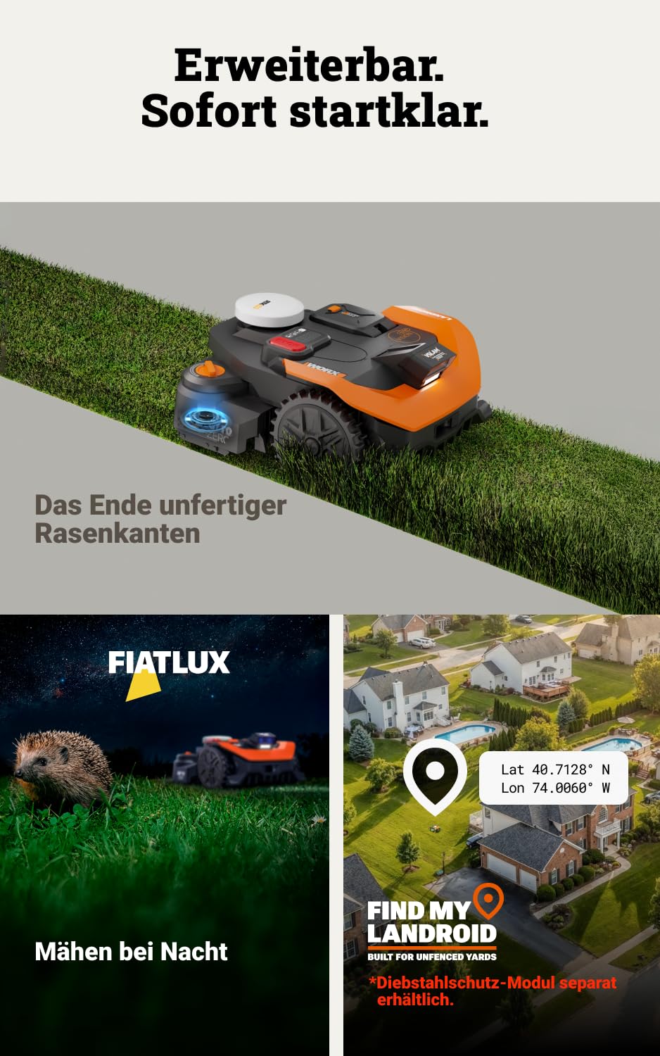Worx Vision Cloud WR330E, 2WD Robotic Mower without Boundary Wire, 3000 m²
