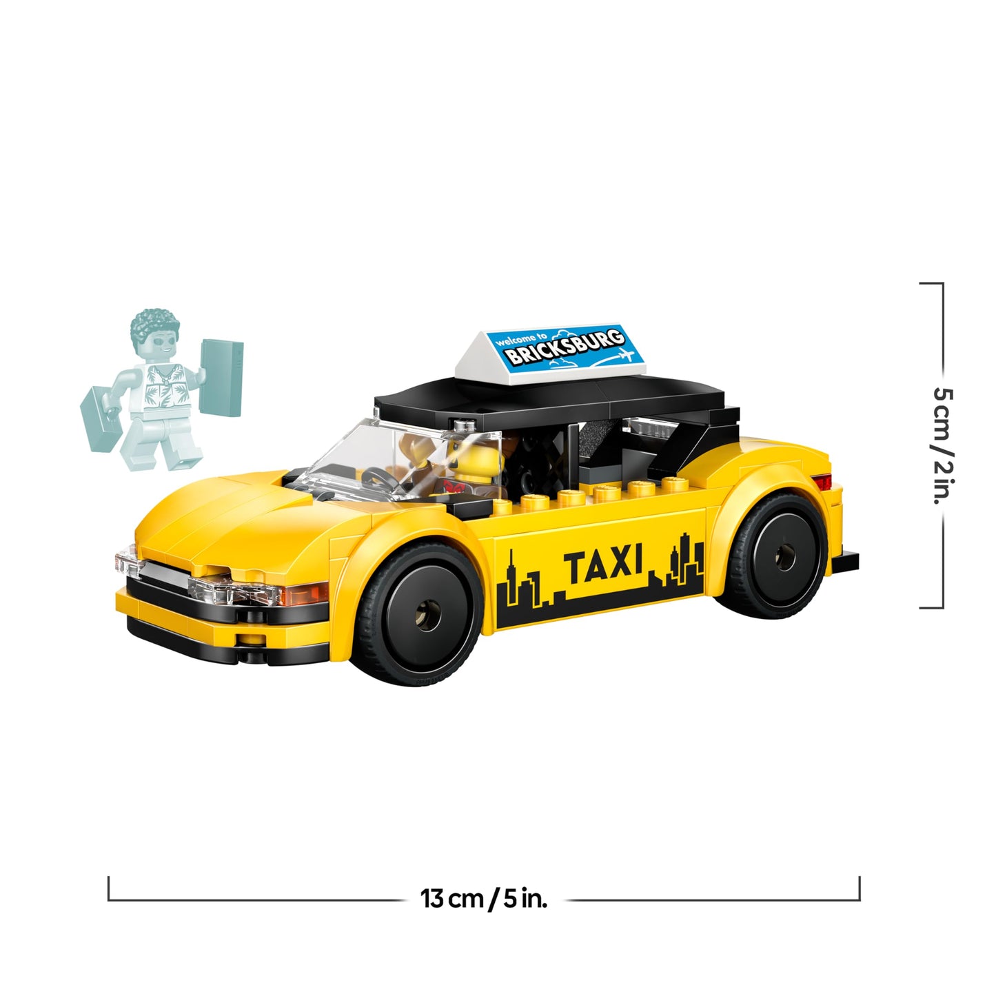 LEGO City Yellow Taxi - Toy Car - Model Building with 2 Minifigures, Removable Roof - Playset to Promote Fine Motor Skills - Birthday Gift for Boys Ages 5 and Up - 60487