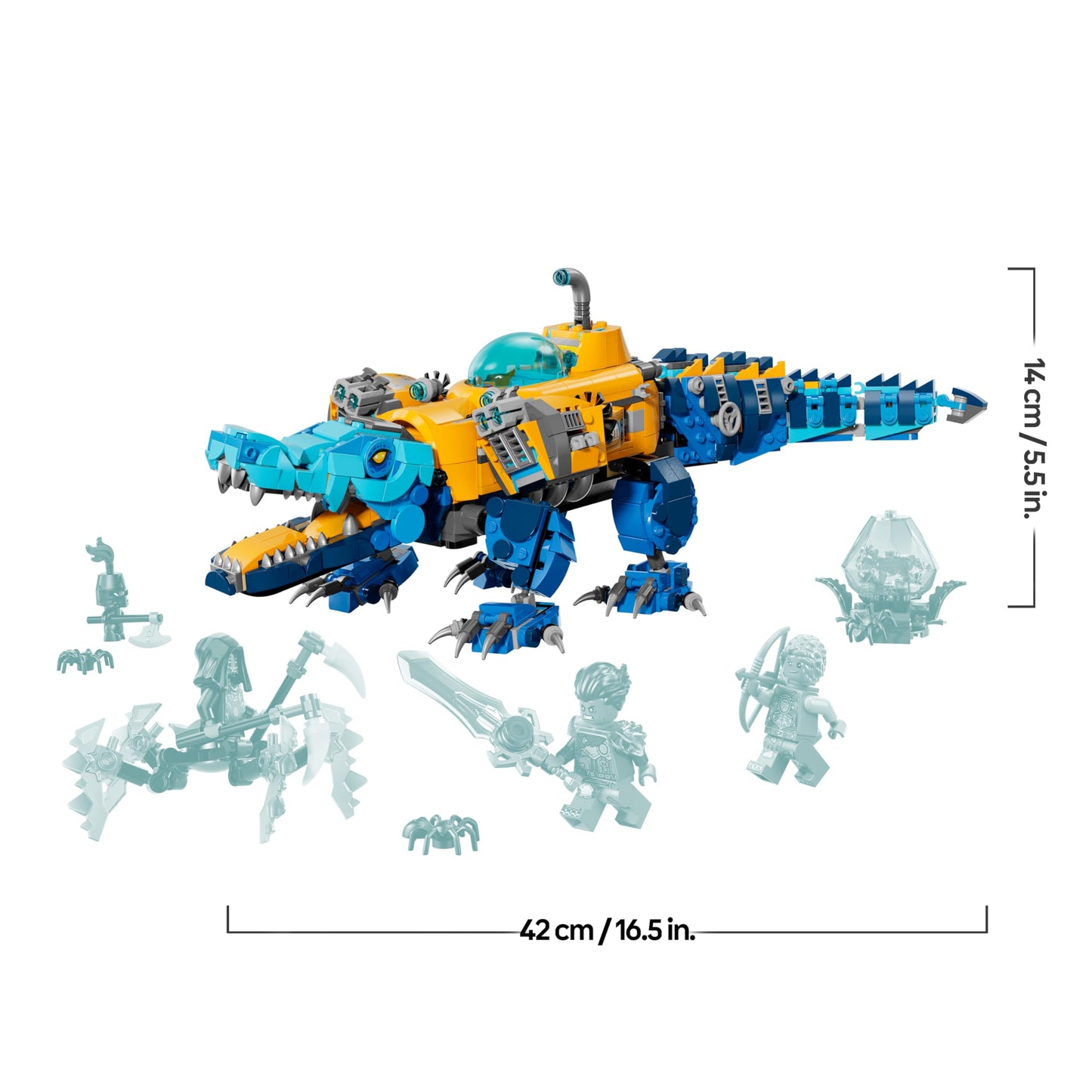 LEGO DREAMZzz 2in1 crocodile submarine - toy convertible into eagle submarine - including 3 minifigures, 2 spiders and a collectible blue treasure creature - gift for boys aged 8 and over - 71512