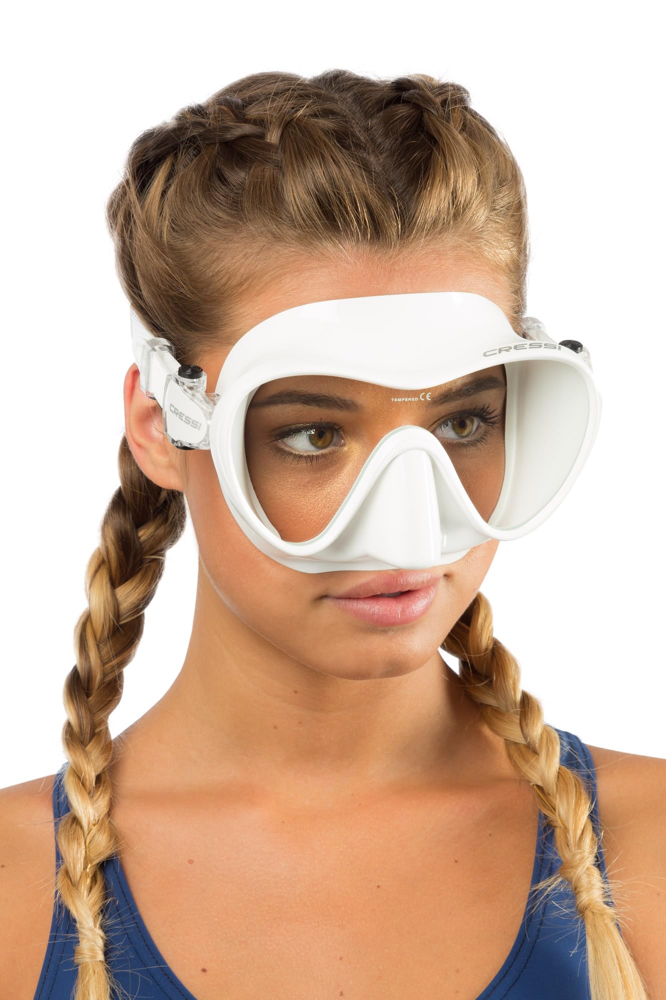 Cressi Frameless Diving Mask F1 - Fog-free Glass Lens, Diving Goggles - Ergonomic Silicone Rim, Snorkel Mask - Dry Snorkel & Snorkel Set - White - Mask - ZDN283000