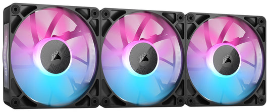 CORSAIR iCUE LINK RX120 RGB ventilatoare de 120mm PWM cu hub de sistem iCUE LINK - Lager magnetic cu cuplaj - Pachet de trei - Negru - CO-9051018-WW