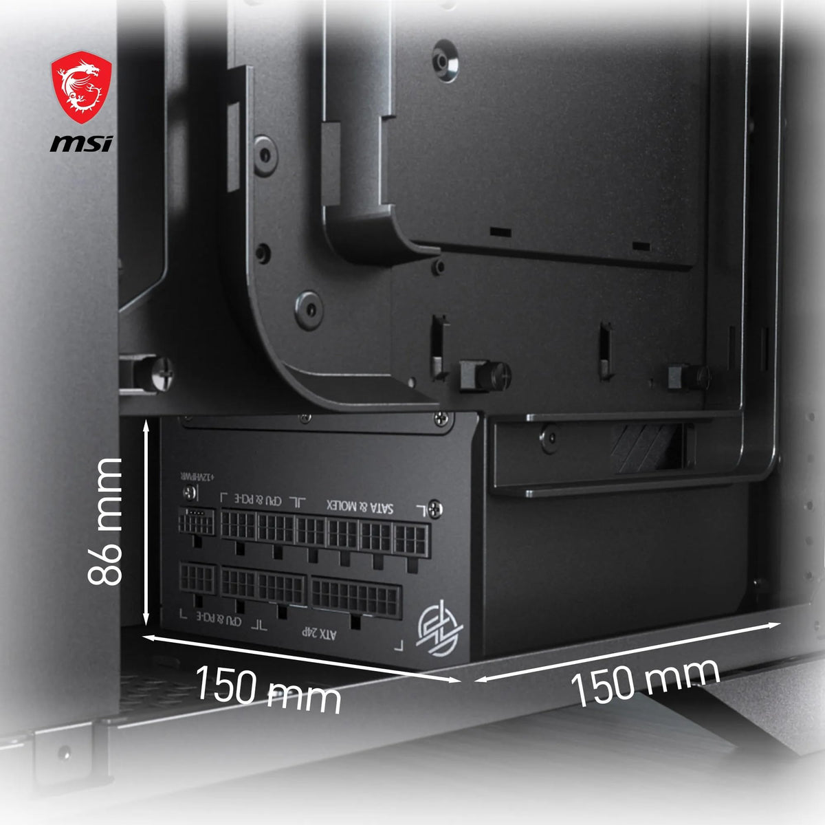 MSI MPG A1000G PCIE5 Sursă de alimentare cu conector EU, 1000W, certificat 80 Plus Gold, complet modular ATX 3.0, suportă GPU PCIe 5.0, condensatori japonezi la 105°C, mod 0% RPM, cabluri plate - 306-7ZP7C11-CE0