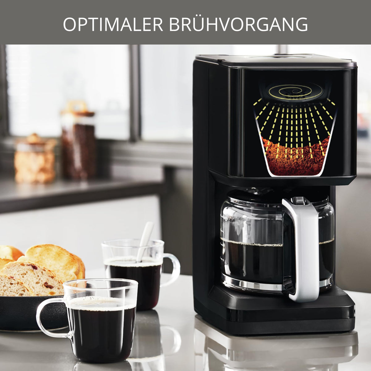 Krups Smart'n Light Coffee Machine with Timer, for 1.25 liters of filter coffee, keep warm function, automatic shut-off, black, KM600810