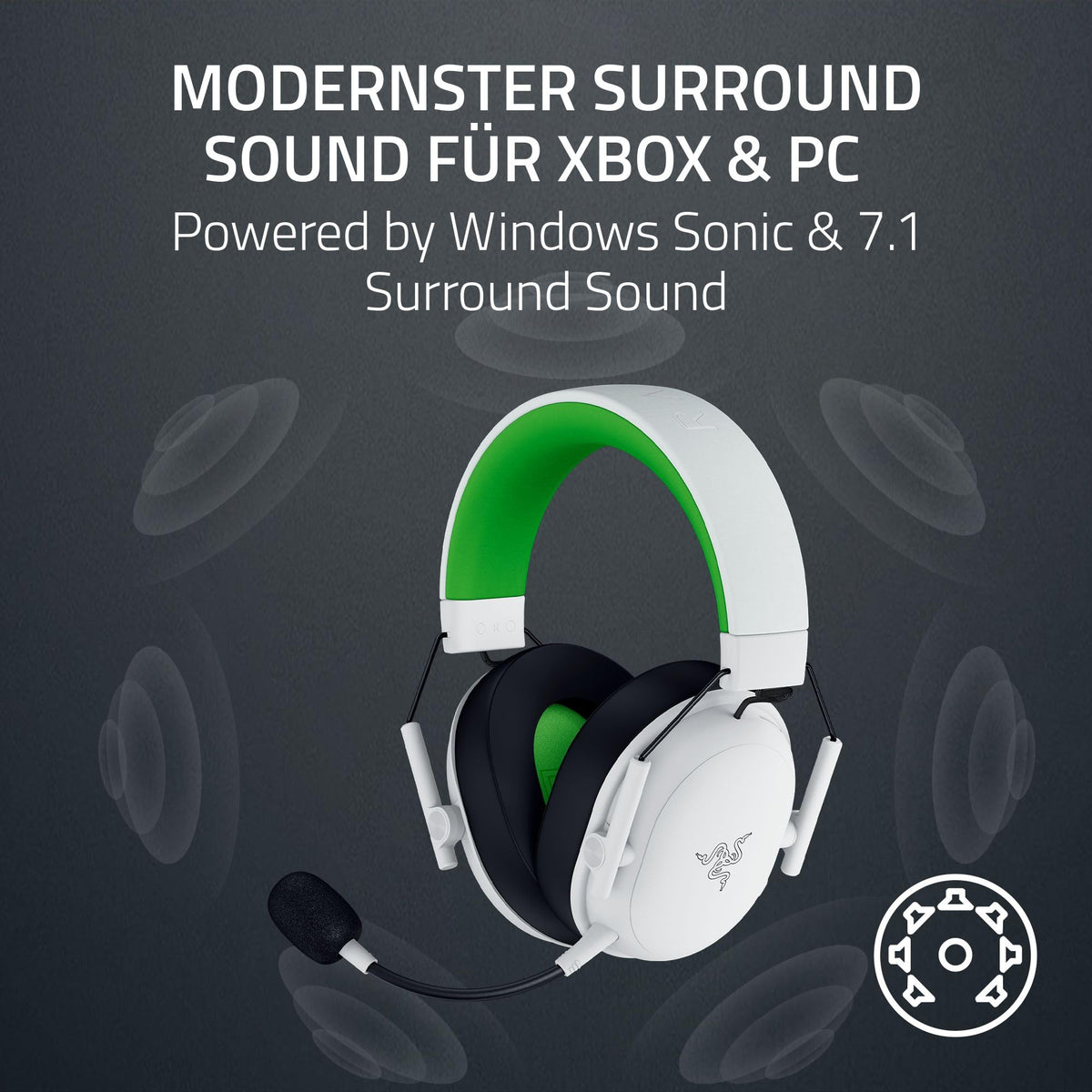 Razer BlackShark V3 X HyperSpeed Xbox - Wireless E-Sport Gaming Headset - Ultra lightweight 270 g - Triforce 50mm drivers - Detachable microphone - HyperSpeed 2.4 GHz & Bluetooth - Xbox/PC | White - RZ04-05420300-R3M1