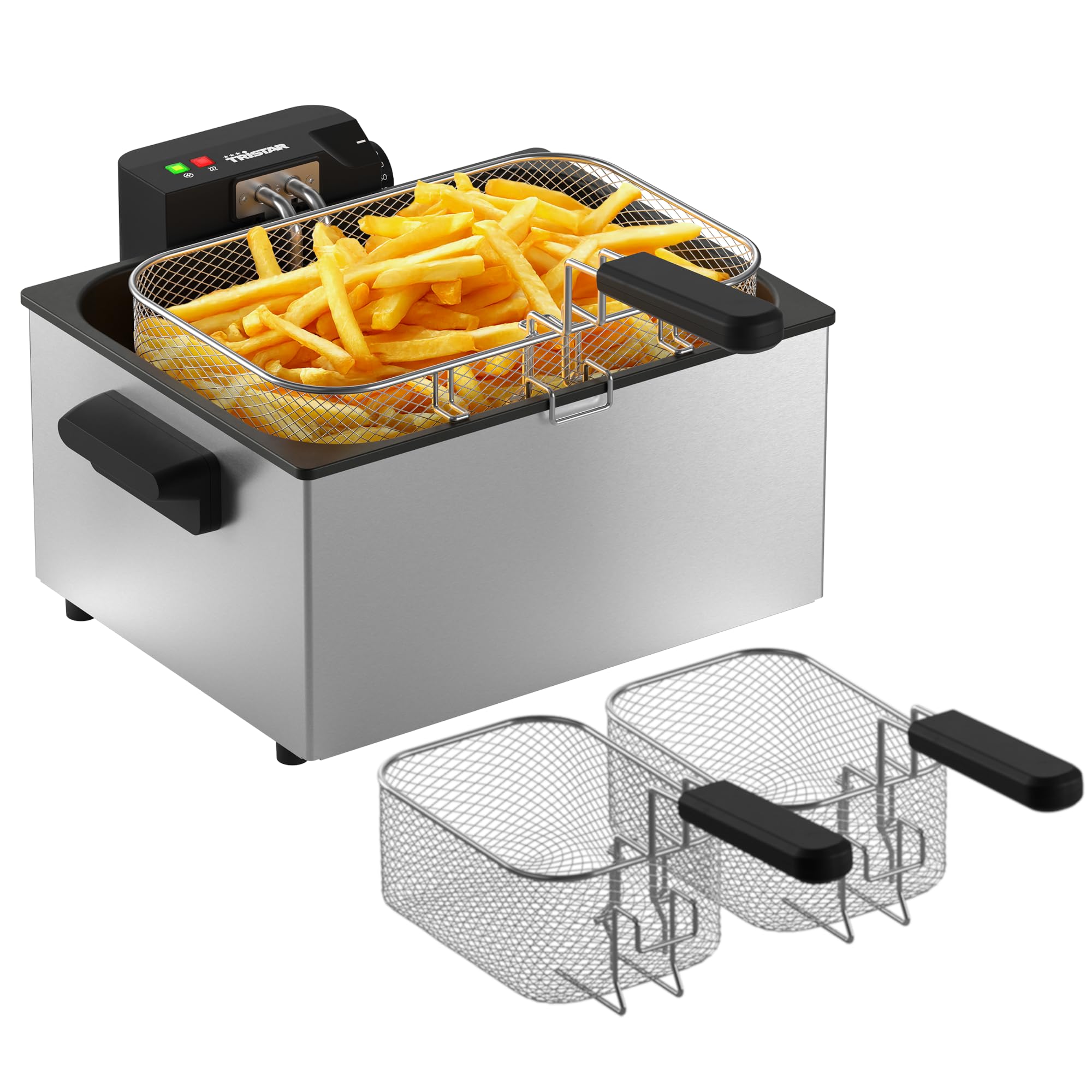 Tristar Stainless Steel Deep Fryer, 5L Capacity, 3000W, Removable Basket, Adjustable Temperature, Semi-Professional Performance, FR-9330
