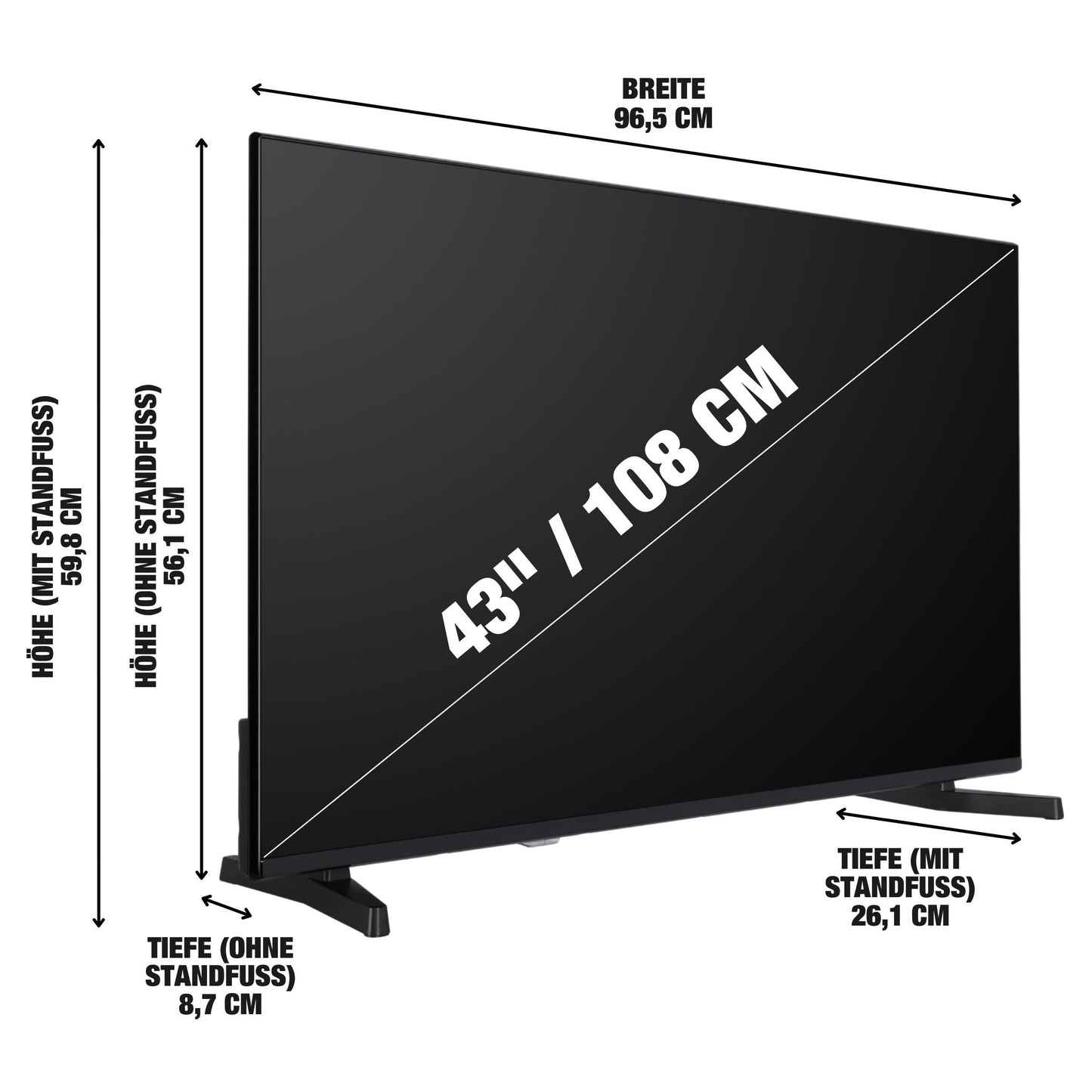 TELEFUNKEN D43U790B2CW43 inch television VIDAA Smart TV, 4K UHD resolution, HDR Dolby Vision, triple tuner, LED TV, black (2026)