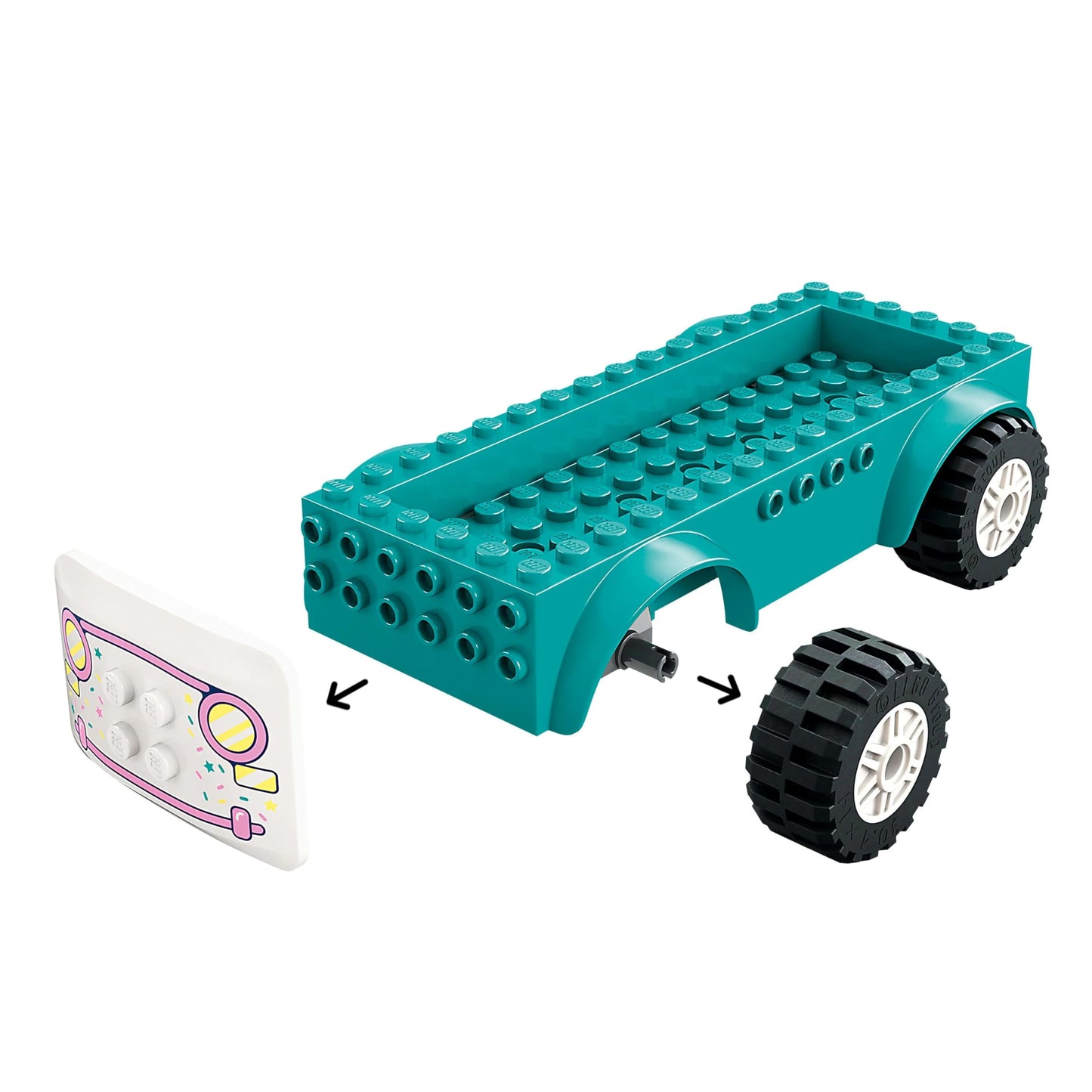 LEGO Friends Heartlake City Ice Cream Truck, role-play playset, building set with 2 toy figures and a bunny, toy for girls aged 4 and up, building toy with character minifigures 42644