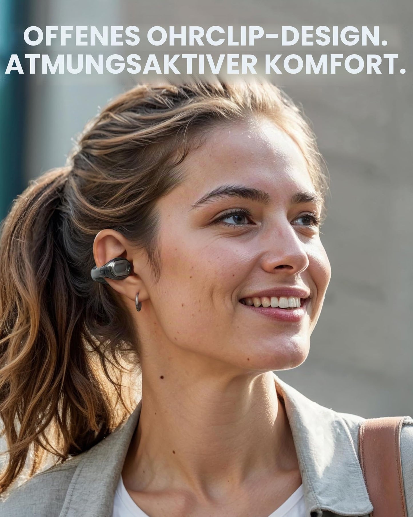 soundcore C40i from Anker, open-ear earbuds, clip-on headphones, flexible joint design, button control, feather-light comfort, firm hold with attachable ear clips, large drivers for clear sound - A3331