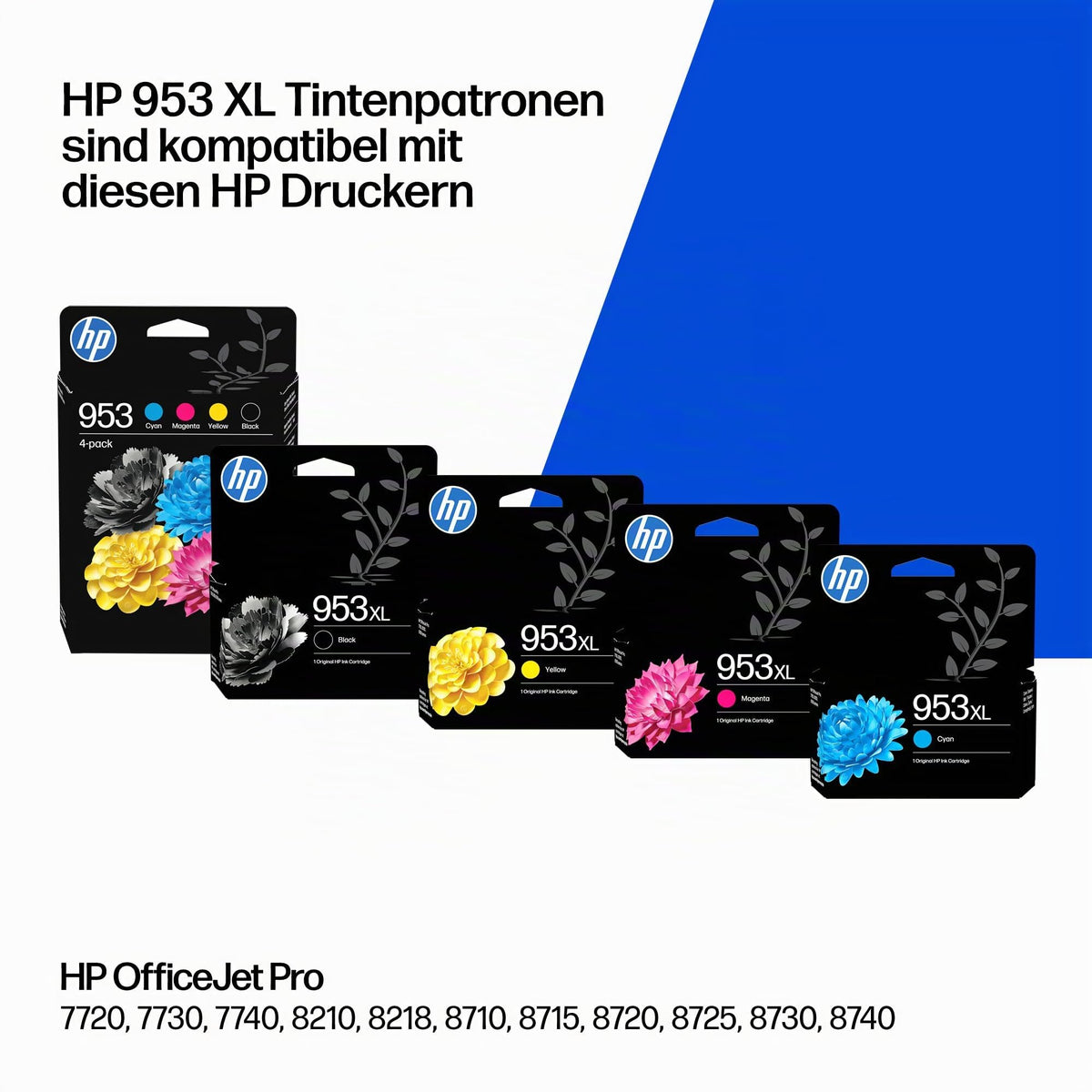 HP 953XL Cyan Original Ink Cartridge, high yield - F6U16AE#LS1