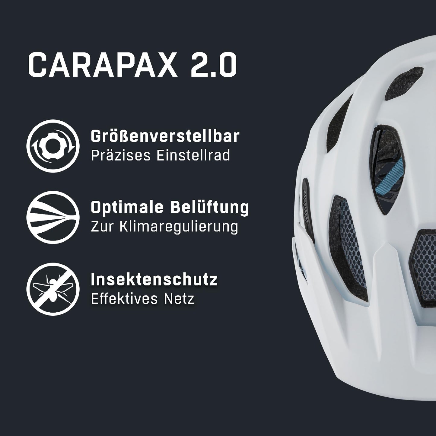 ALPINA Carapax 2.0 MTB bicycle helmet, White Pebble Blue matt, 52-57 cm - A9725