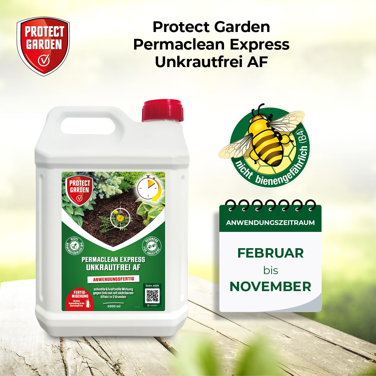 PROTECT GARDEN Permaclean Express Weed Free AF, ready-to-use weed killer with quick action against weeds and weeds, 5 liter ready-made formulation - 86601727