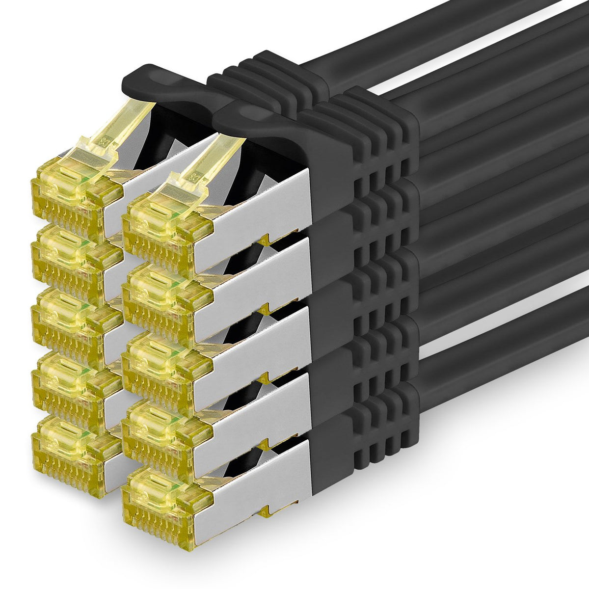 1aTTack.de Cat.7 Network Cable 10m Black Pack of 10 Cat7 Ethernet Cable Network LAN Cable Raw Cable 10 Gb s SFTP PIMF LSZH Set Patch Cable with Rj 45 Plug Cat.6a - 4251073617411