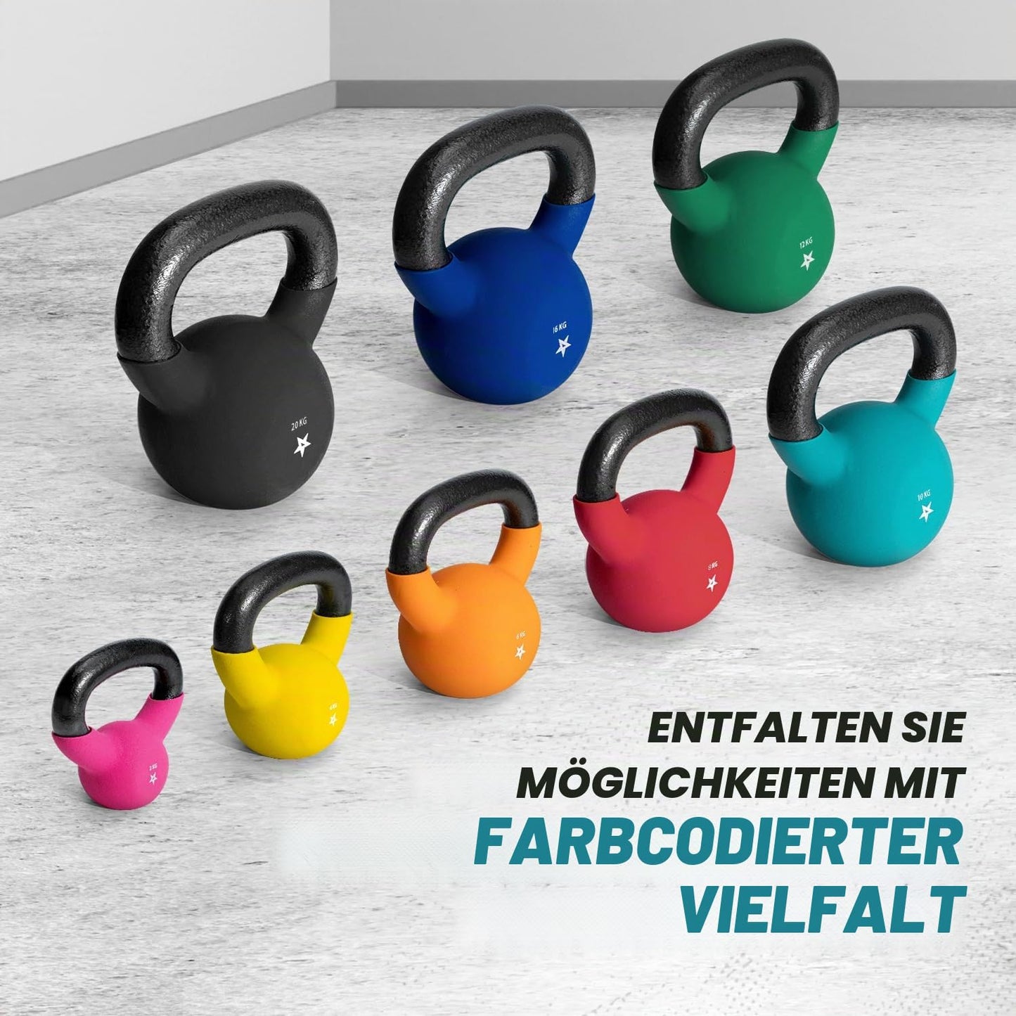 Yes4All YCBQ Neoprene Coated Kettlebell, Strength Training Kettlebells - 10KG Turquoise