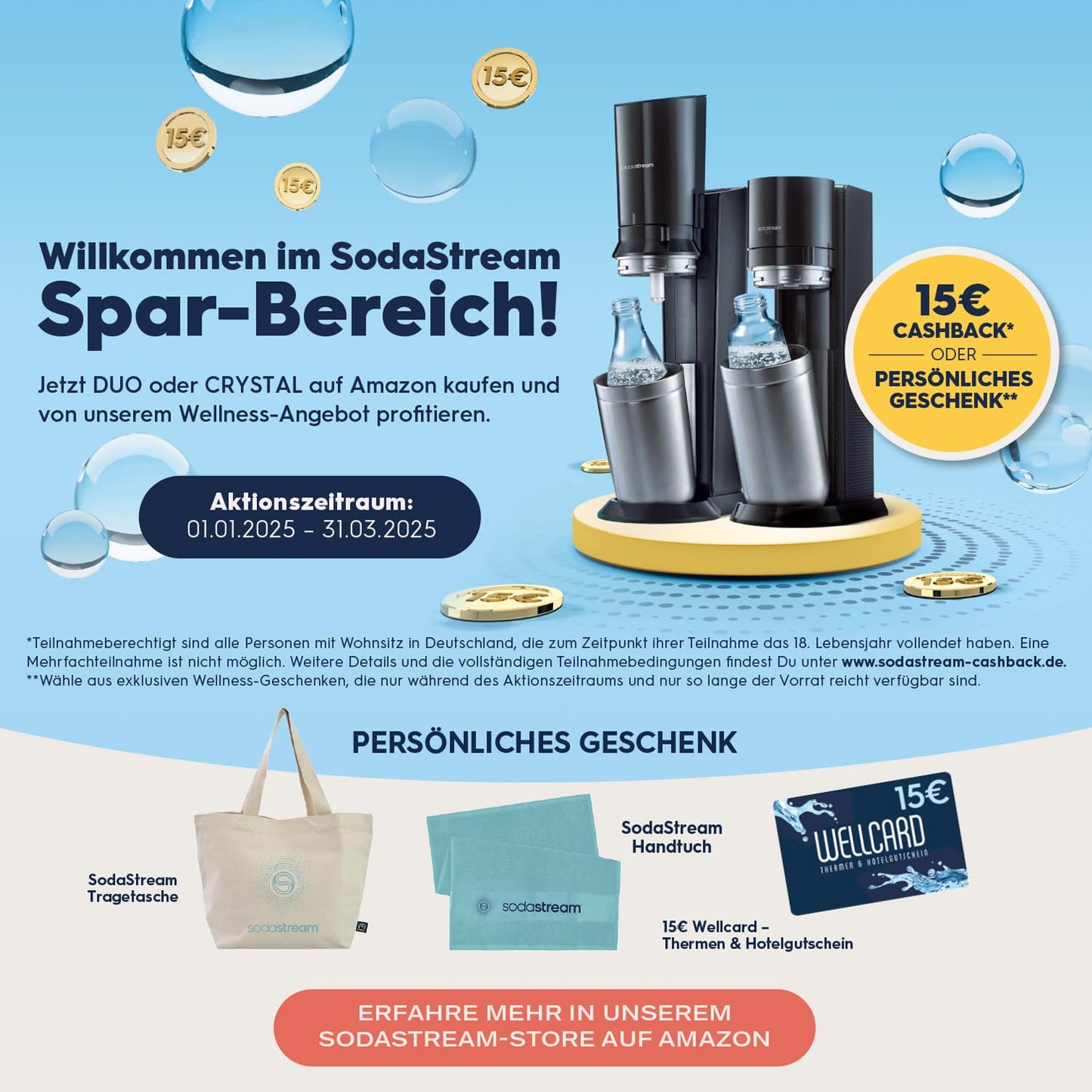 SodaStream water soda maker duo with CO2 cylinder, 2x glass bottles and 2x 1L dishwasher-safe plastic bottles, white, height: 44 cm - 1016814491
