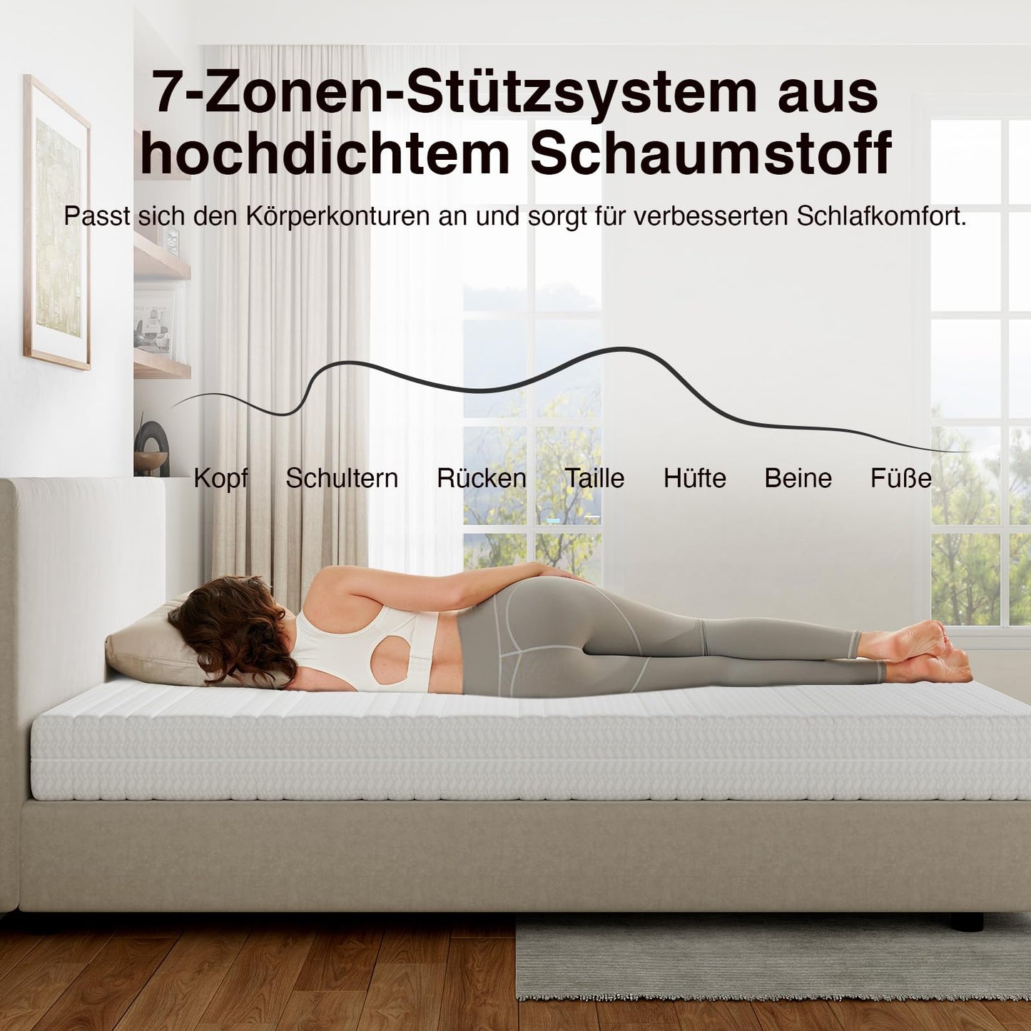 Novilla mattress H3/H4 7-zone cold foam mattress 180x200 | Various sizes & heights | Breathable cover, washable at 60° Oeko-Tex & CertiPUR-US Certified | Roll mattress 18 cm - N-B-M01909-18-180L-EU-N2