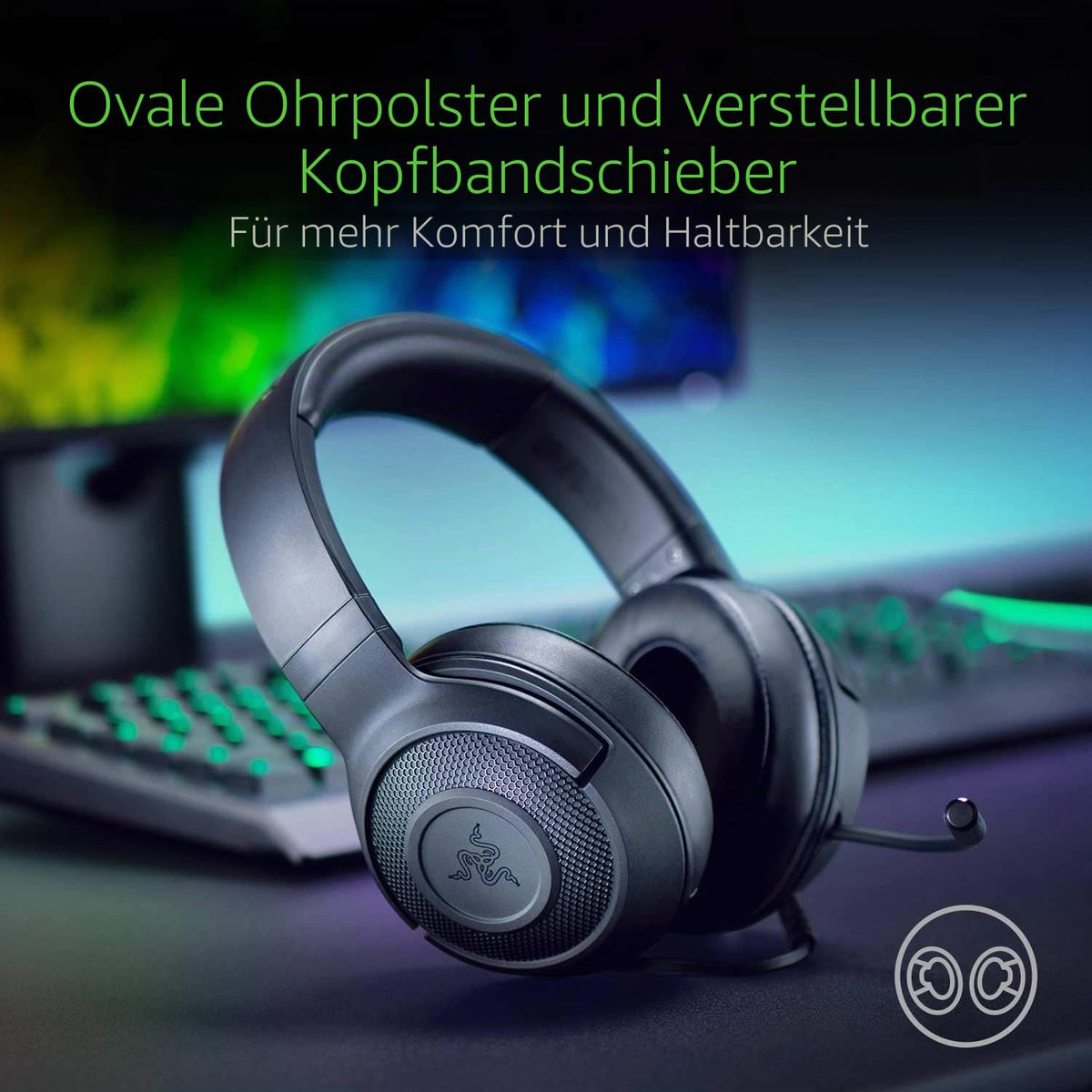 Razer Kraken X Lite - Headset de gaming pentru PC, cablat, ultra ușor - Sunet surround - Microfon cu formă de rinichi flexibil (greutate 230g, jack de 3,5 mm pentru PS4, PS5, Switch, Xbox One, Xbox Series X|S) Negru - RZ04-02950100-R381