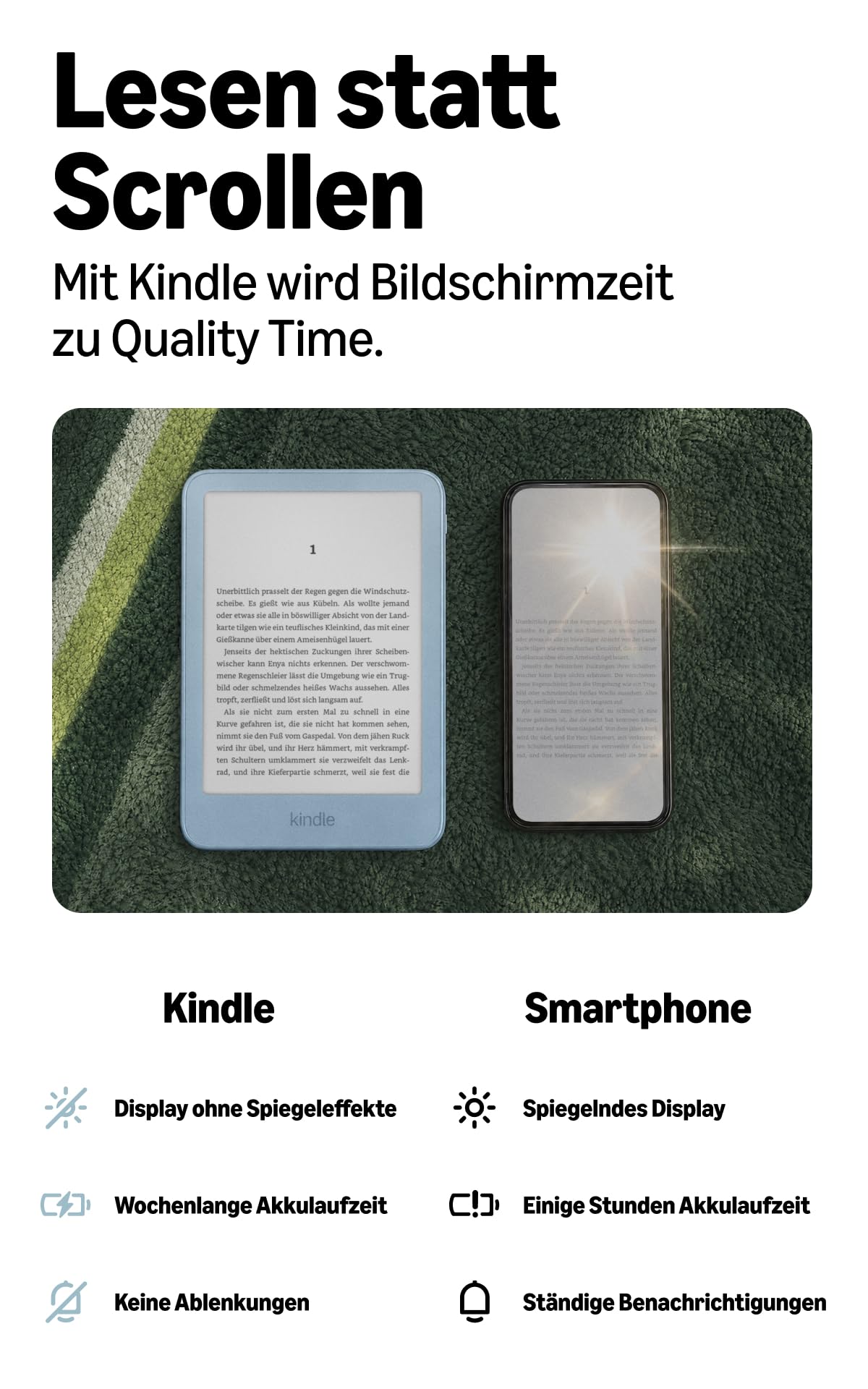 Amazon Kindle 32 GB (latest generation), thinner, new aluminum design, 6-inch display, ad-free - Alpine Blue Aluminum - LP38MA
