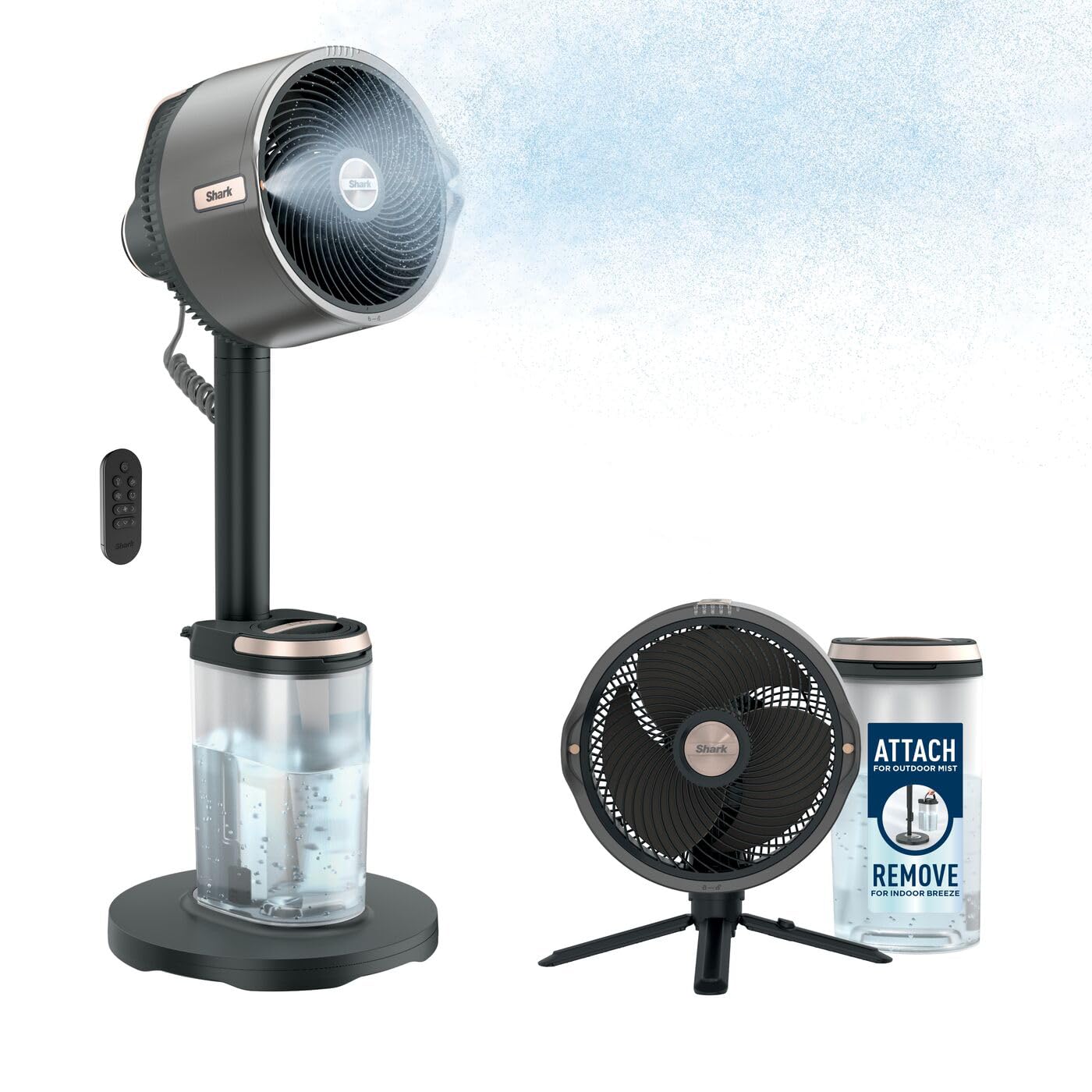 Shark FlexBreeze Pro Mist Cordless Indoor/Outdoor Fan with Spray System, Portable Spray Tank, 20m, Stand & Table Fan, 5 Speed Settings, Quiet, Remote Control, Anthracite FA300EU