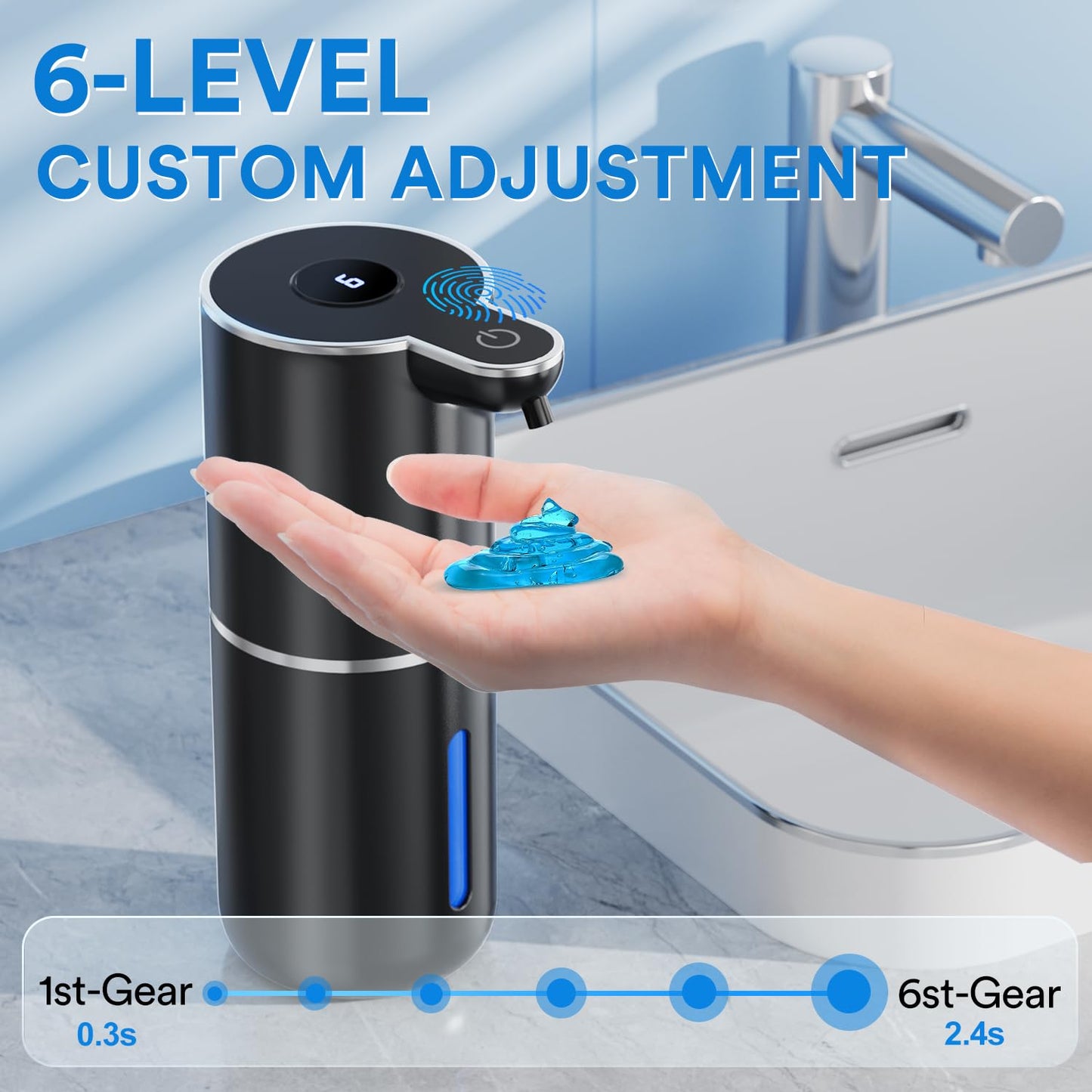 Soap dispenser automatic with digital display, 380 ml electric soap dispenser with sensor, wall mounting, contactless, USB rechargeable IPX5 waterproof for bathroom, kitchen - P18