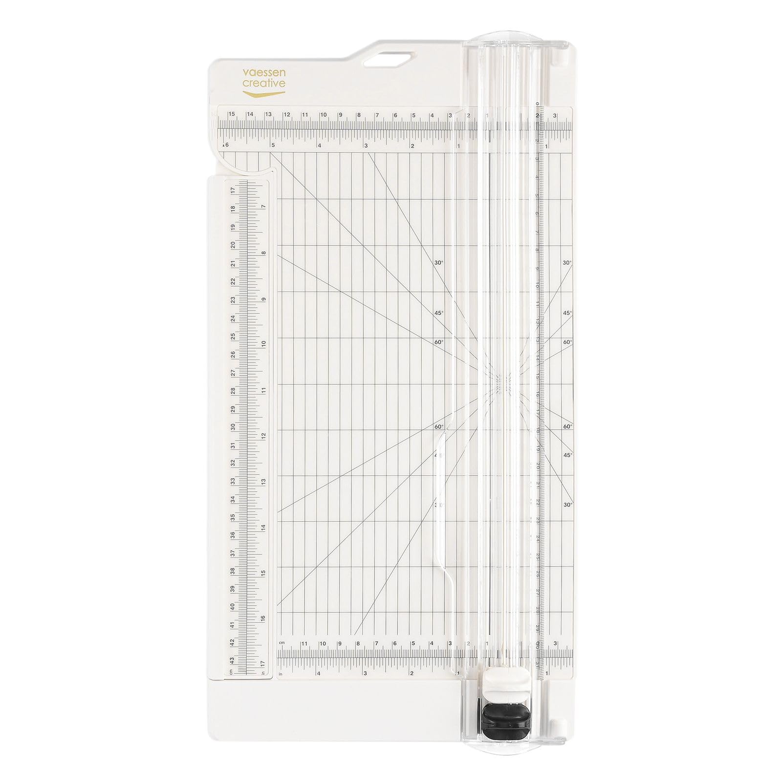Vaessen Creative | Paper cutter and folding board 2in1 | Cutting machine paper | Cuts up to A3 paper size | Guillotine, scrapbook, lever cutter | 30.5 x 15 cm | White - 2207-108