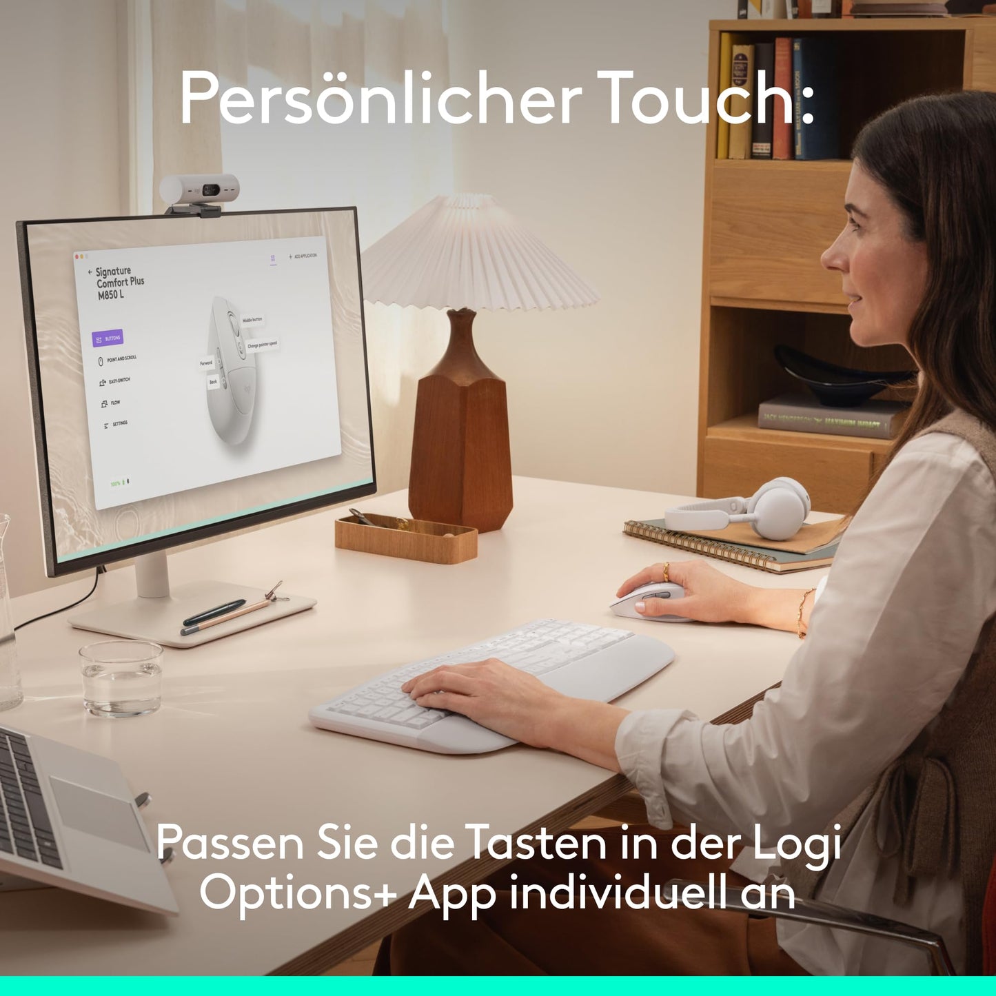 Logitech Signature Comfort Plus M850 L Wireless Mouse, Bluetooth Mouse with Palm Cushion, Silent Clicks, 24 Month Battery, Customizable Buttons, for Windows, Mac, iPad - White - 910-007716