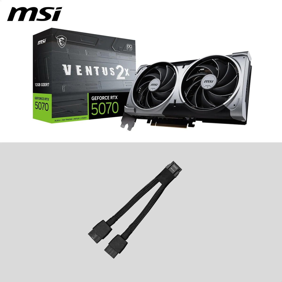 MSI GeForce RTX 5070 12G Ventus 2X OC - Placă grafică de gaming - V532-003R