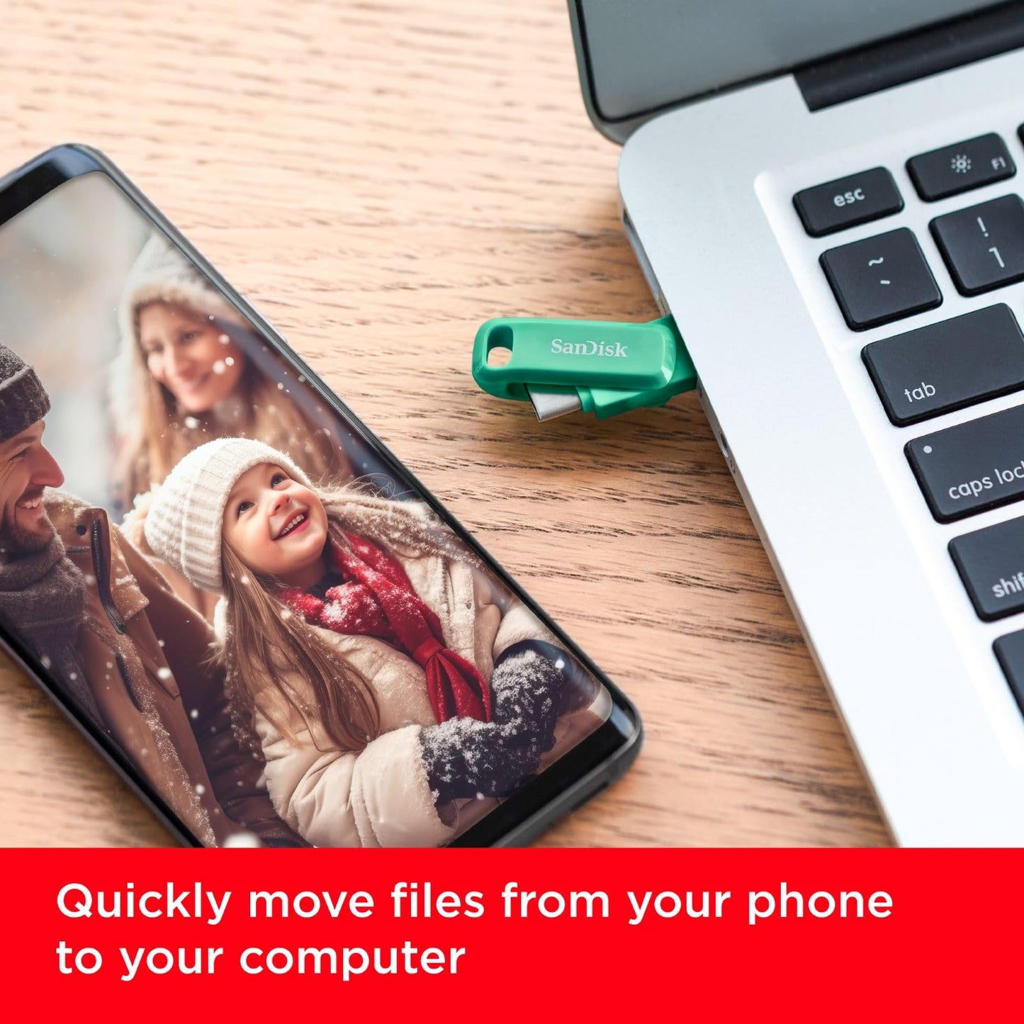 SanDisk Ultra Dual Drive Go USB Type-C 128 GB (Android smartphone memory, USB Type-C port, 400 MB/s reading speed, can be used as a key fob) Absinthe Green - SDDDC3-128G-G46AG
