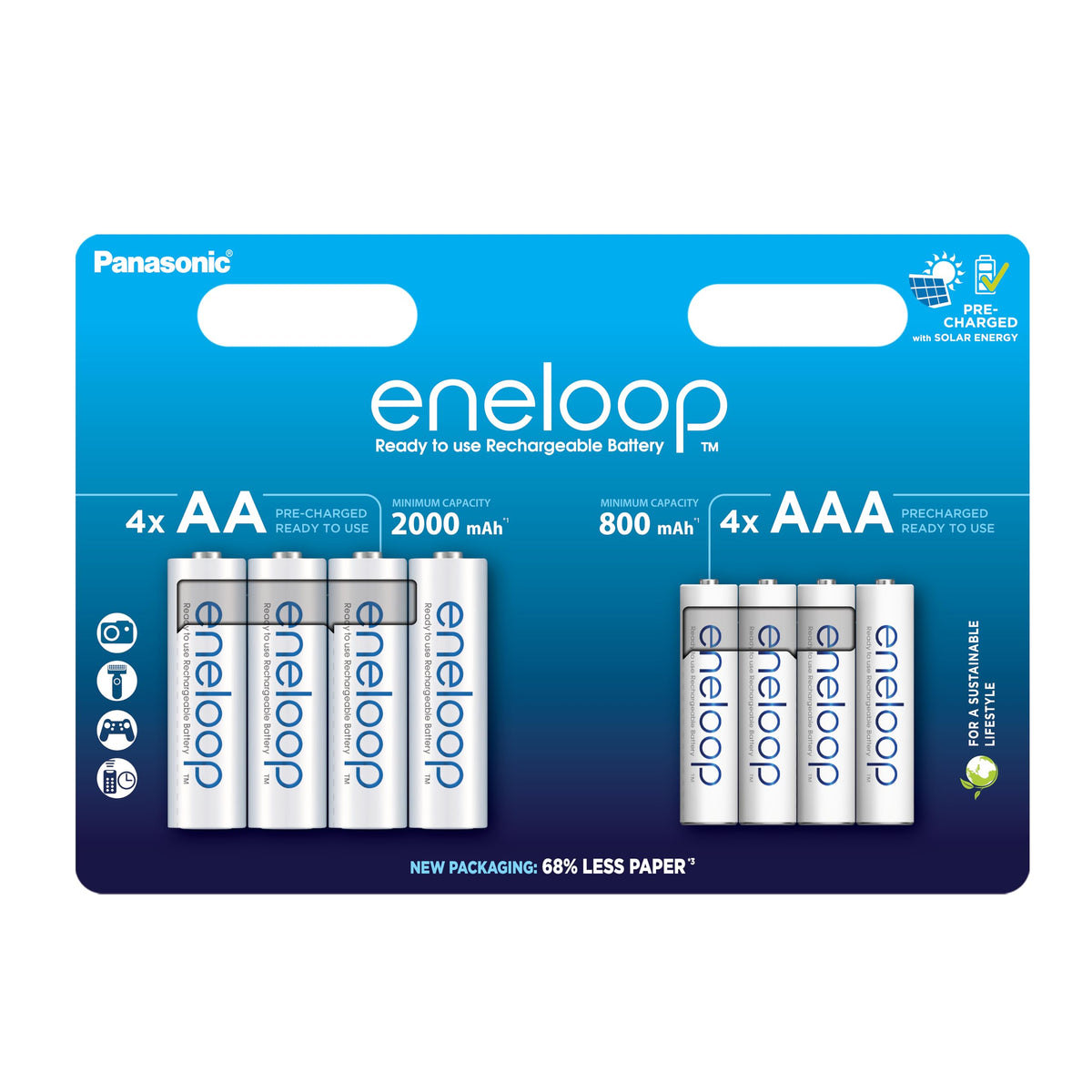 eneloop NI-MH Combo Pack, 4 AA/Mignon batteries + 4X AAA/Micro batteries - BK-KJMCDE44E