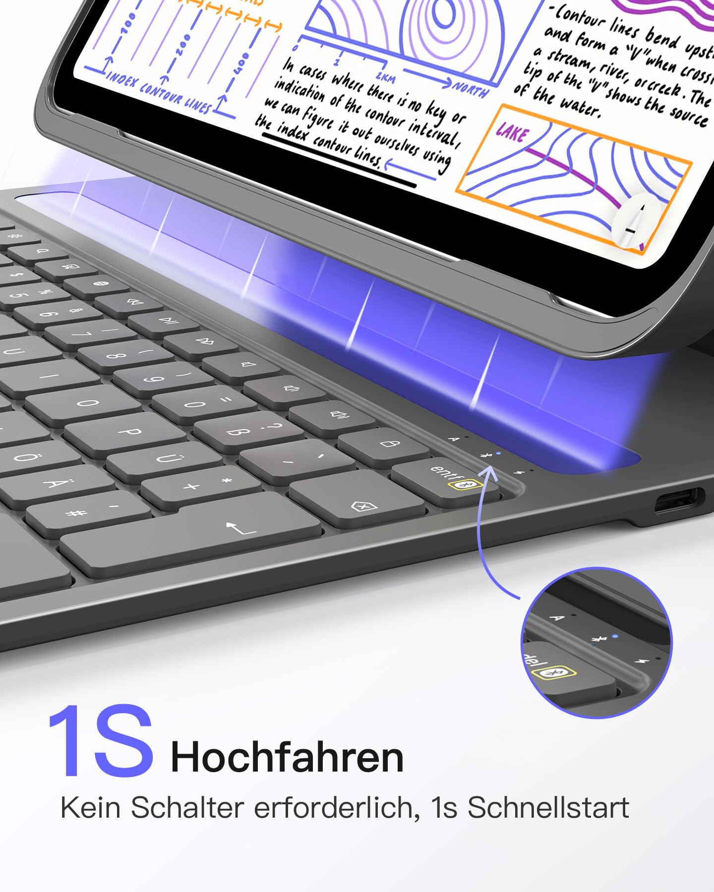 Inateck case with keyboard for iPad Air 13 M4 2026/M3/M2, ultralight 574g - BK2007-13-G-DE