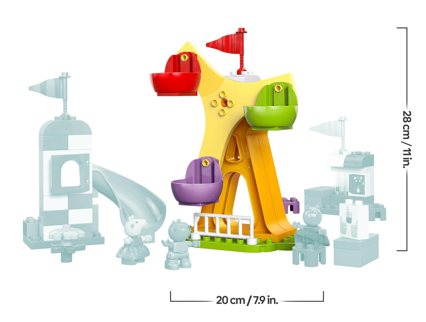 LEGO DUPLO Peppa Pig Fair - Montessori toy - motor skills toy for children aged 2 and up - preschool games with Ferris wheel, slide & 3 figures incl. Mollie Mieze & Klausi Kläff 10453