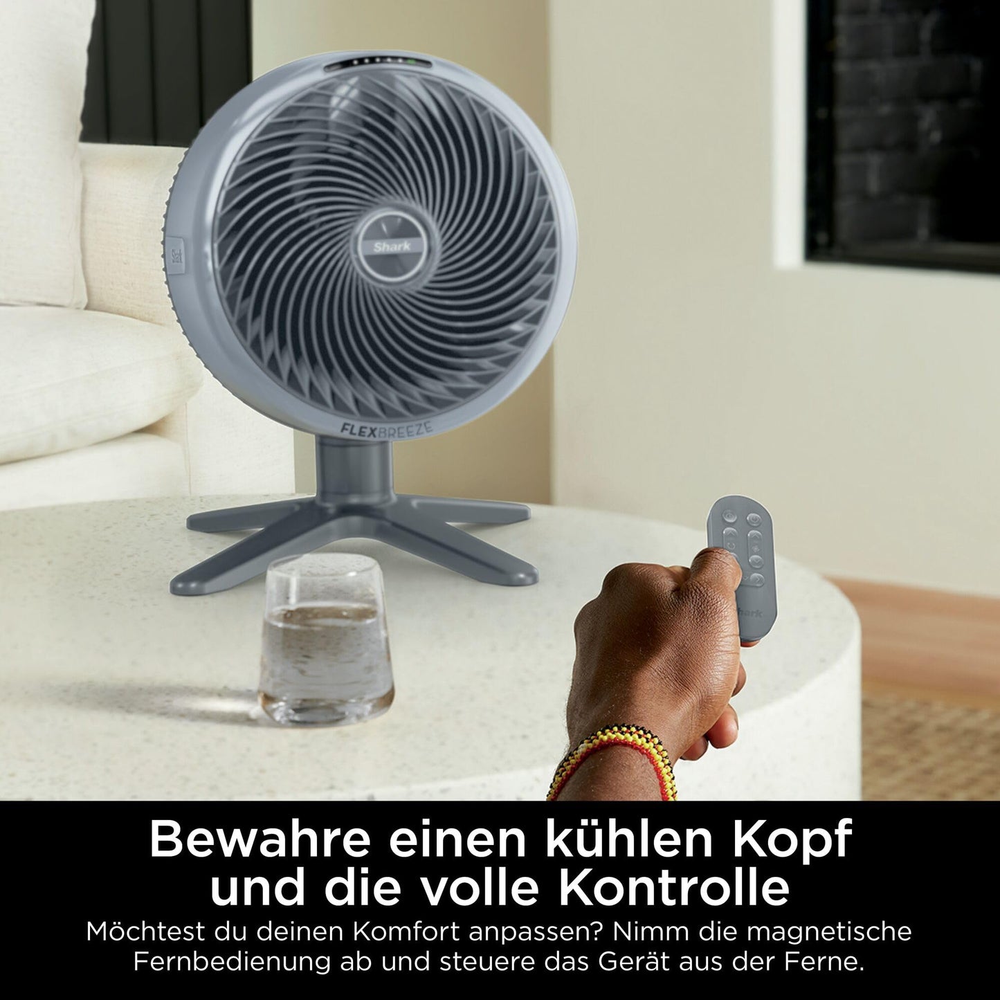 Shark FlexBreeze TableMate cordless fan, indoor & outdoor, ≤24h runtime, high-speed cooling, 20 m range, quiet & durable, 5 speeds, oscillation, remote control FA150EU