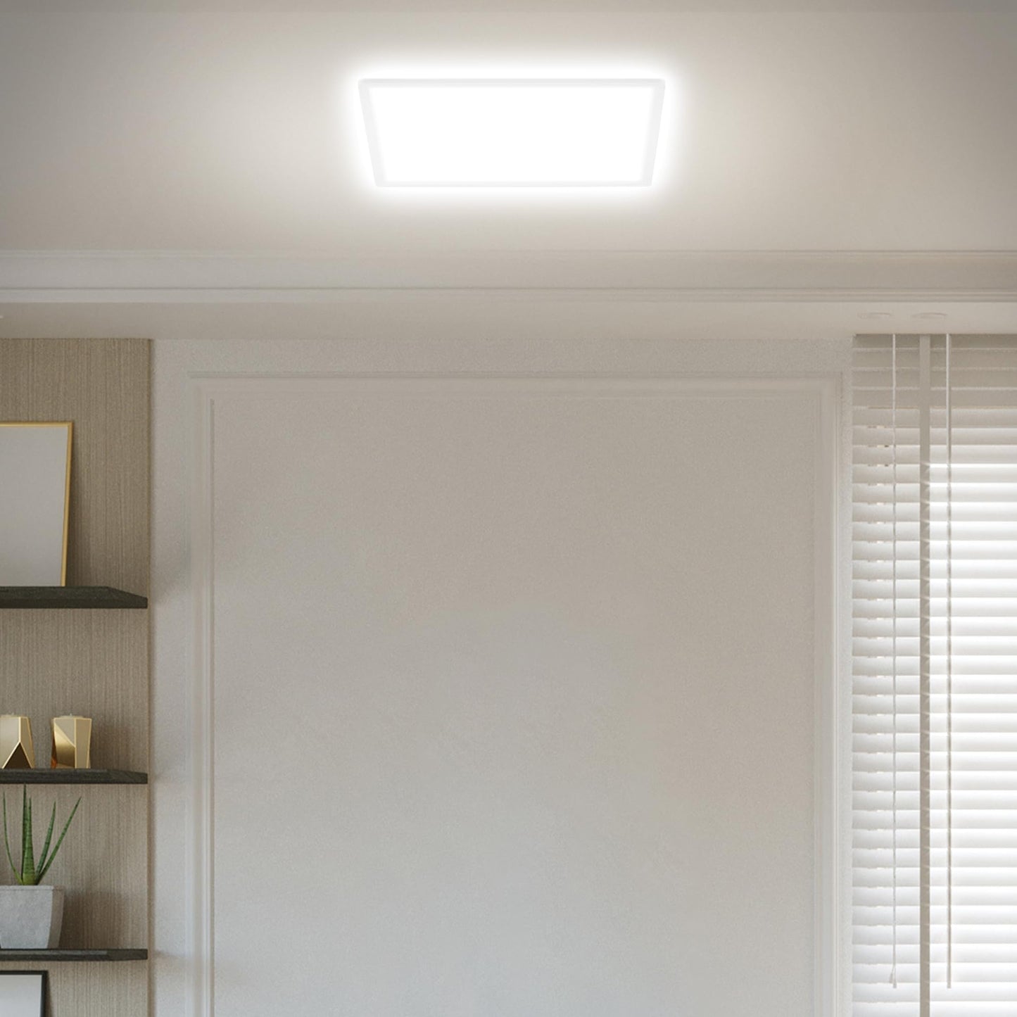 BRILONER - LED ceiling lamp with indirect light, 3 cm flat, light neutral white, lamp, ceiling light, living room lamp, LED panel, kitchen lamp, ceiling lighting, bedroom lamp, 42x42x3 cm, white - 7158-416