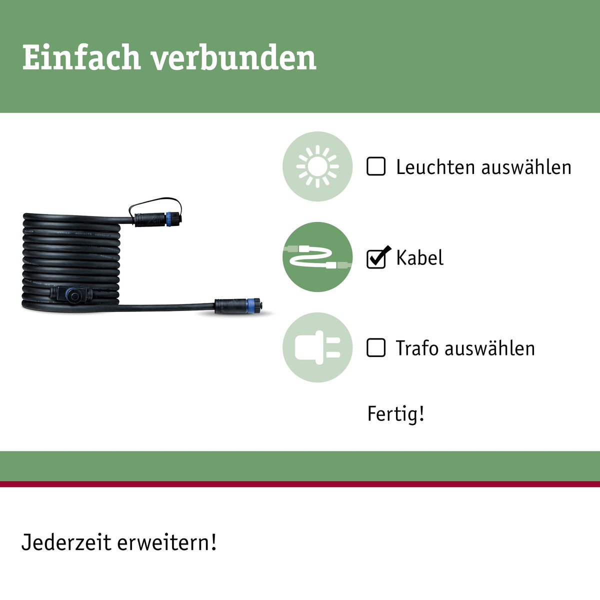 Paulmann lighting system Plug&Shine connection cable 500 cm 93927 black 24 V - 939.27