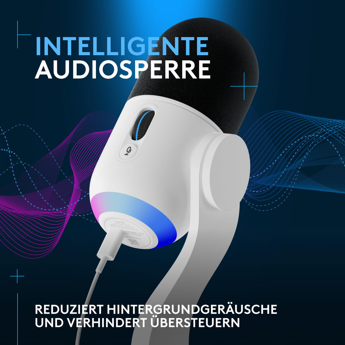 Logitech G Yeti GX dynamic RGB gaming microphone with LIGHTSYNC, USB microphone for streaming, supercardioid, USB plug-and-play for PC/Mac – White - 988-000576