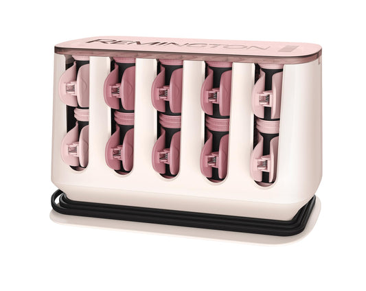 Remington hair curlers large - electrically heatable [20 pieces in 2 sizes/colors: 8x25mm, 12x32mm] OPTIheat & ion technology, flocked with wax core for long-lasting warmth, PROluxe H9100 - 45584560100