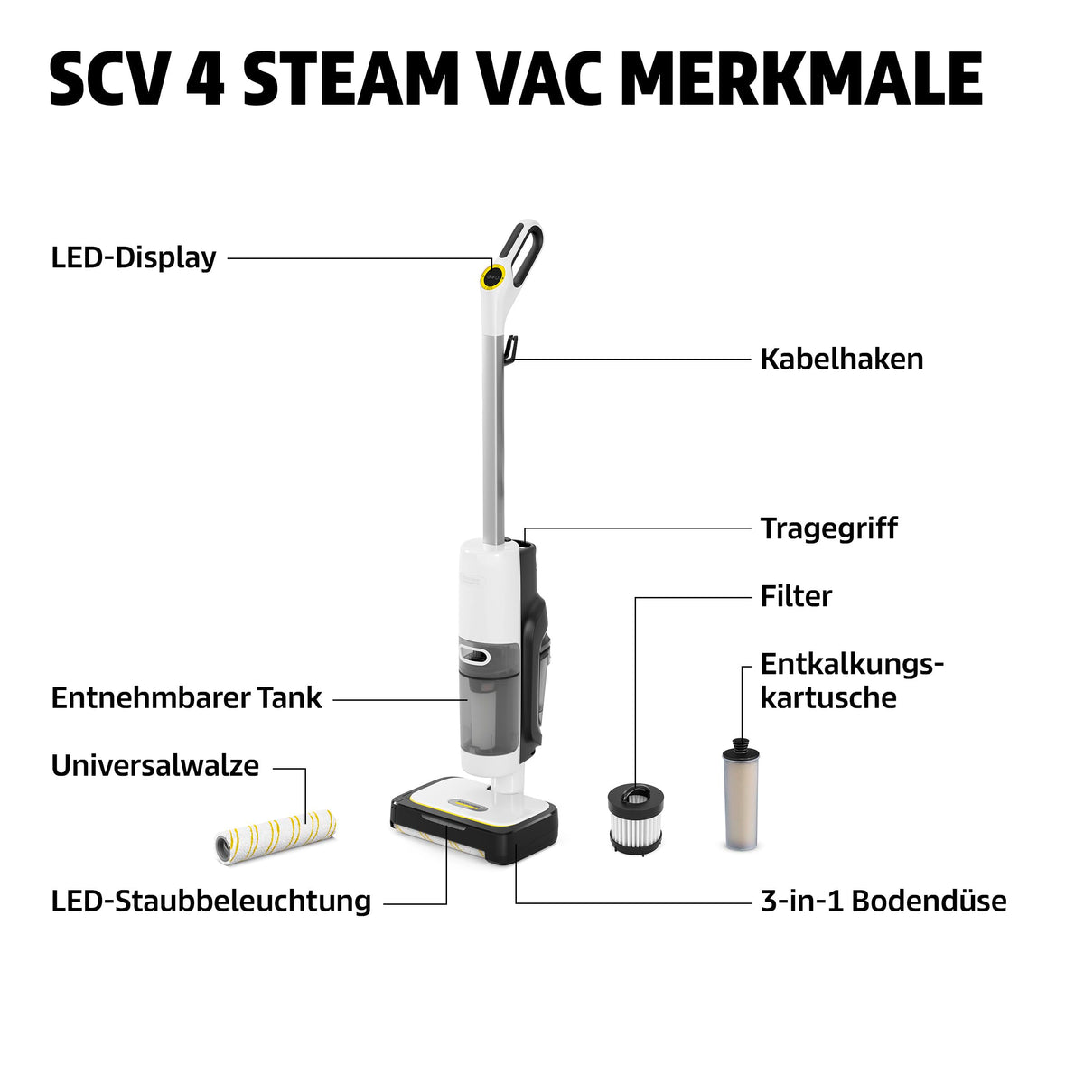Aspirator cu aburi Kärcher SCV 4, soluție 3 în 1 - 1.056-530.0