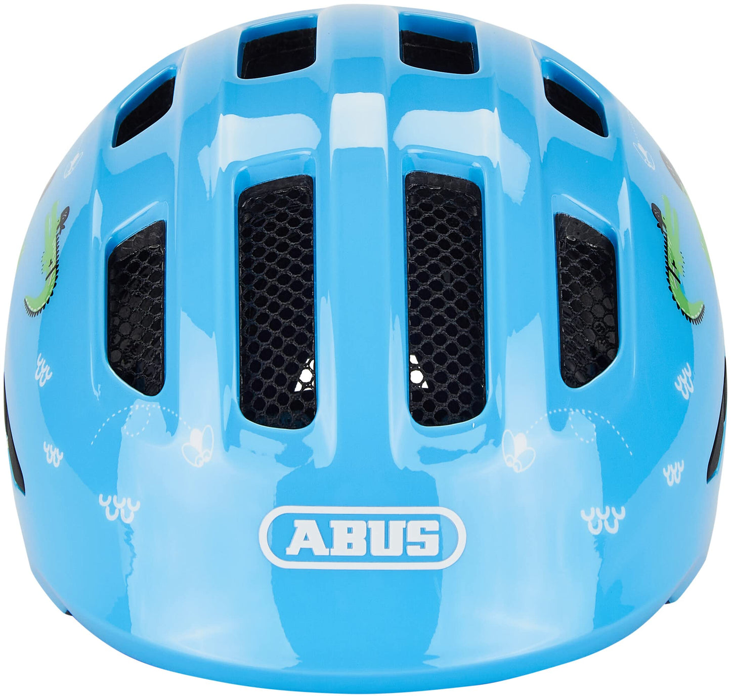 ABUS Children's Helmet Smiley 3.0 - Bicycle Helmet with Deep Fit, Child-Friendly Designs & Space for a Braid - for Girls and Boys - Light Blue with Crocodile Pattern, Size S, S (45-50 cm) - 67263