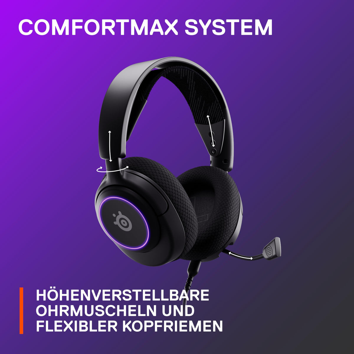 SteelSeries Arctis Nova 3 - Cască de gaming multi-sistem – Driver Hi-Fi – Sunet surround 360° – Iluminare RGB – Pernițe pentru urechi din spumă cu memorie – Ultra ușoară – Microfon ClearCast Gen 2 – PC, PS5, PS4, Switch