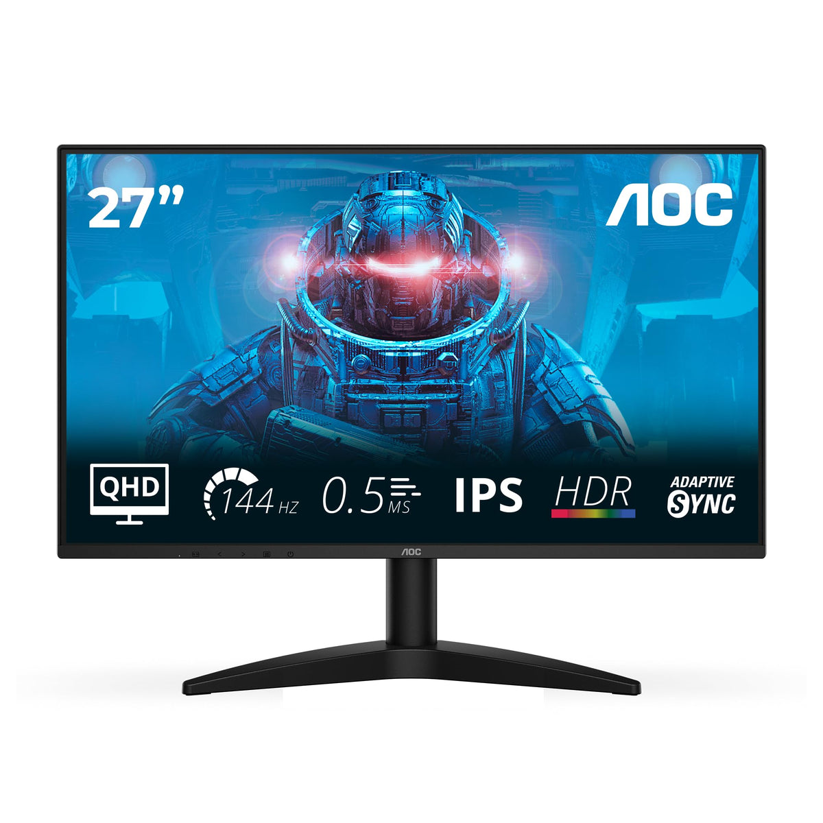 AOC Q27B36X Monitor de gaming WQHD de 27 inch, 144Hz, panou IPS, 4ms GtG, HDR10, (2560x1440 HDMI 1x 2.0 DP 1x 1.4) negru
