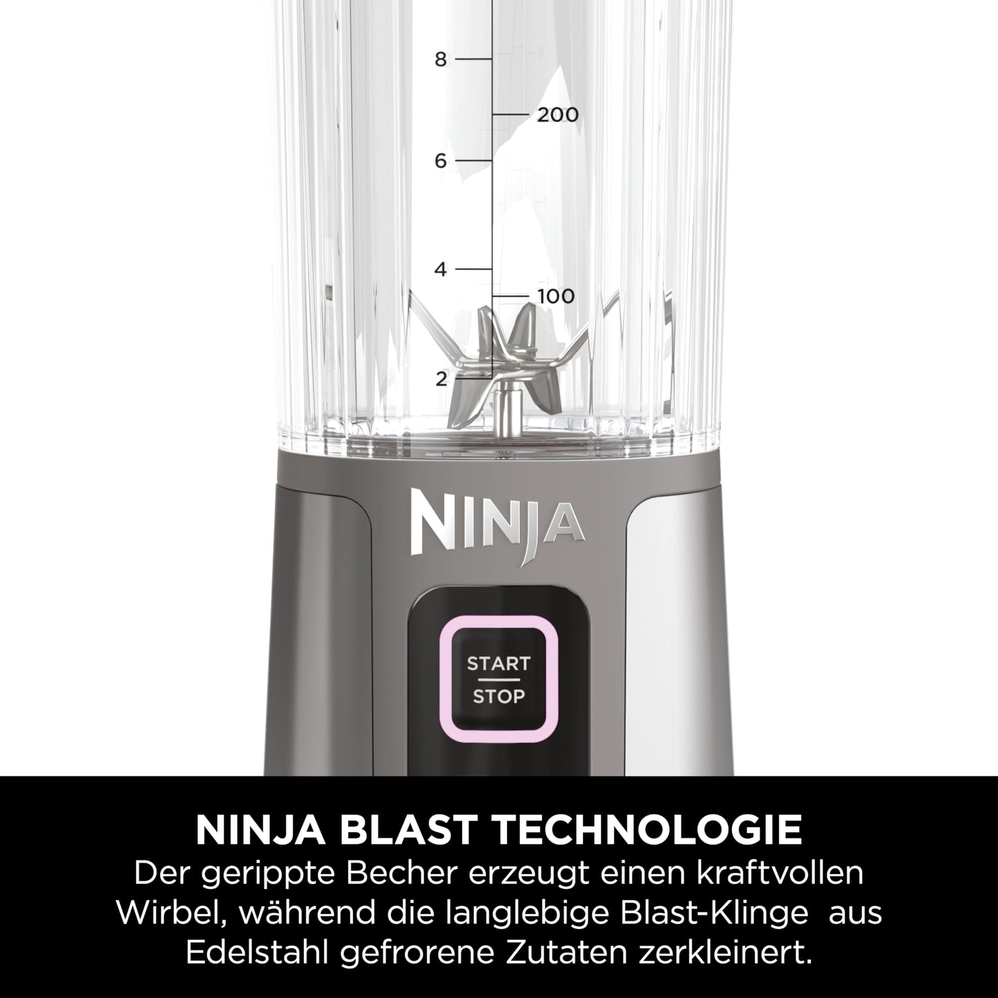 Ninja Blast Wireless Mini Blender, 530ml, 2 Pack, Leakproof Drinking Lid, Rechargeable, Rose Gold & Silver - BC151UKEUGV