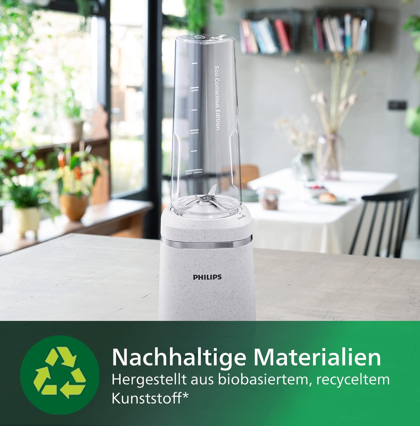 Philips stand mixer - Eco Conscious Edition, 350 watts, ProBlend technology, Tritan Renew™ cup, BPA-free, silk white matt (HR2500/00)