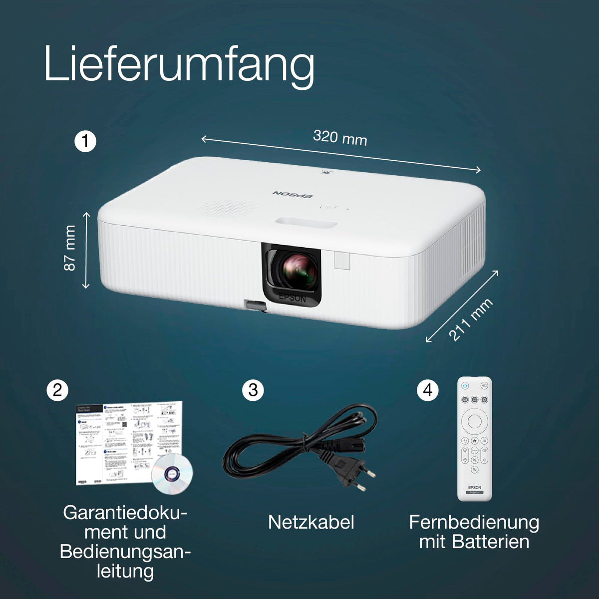 Epson CO-FH02 | Full HD 1080p Smart TV Projector | Android TV | 3LCD | 3,000 ANSI Lumens | 391" Projection Size | Easy Setup | Keystone Correction | HDMI | For Home and Office | White - V11HA85040