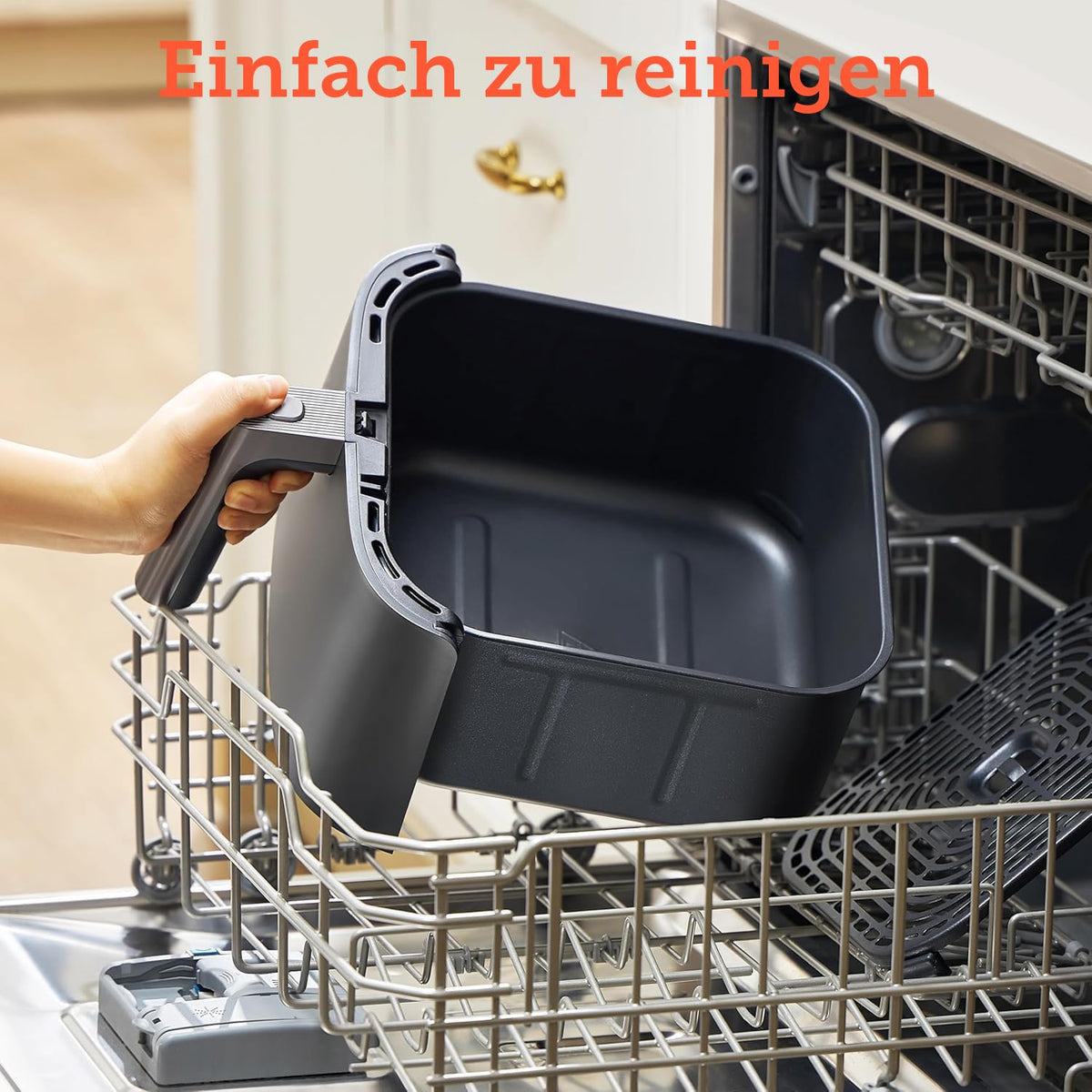 COSORI Air Fryer Turbo Blaze 6L original basket, ceramic coating without PFAS, replacement accessory for the hot air fryer ‎CAF-DC601-KEU, non-stick coating, dishwasher safe, gray - CRP-DC601RB-KEU