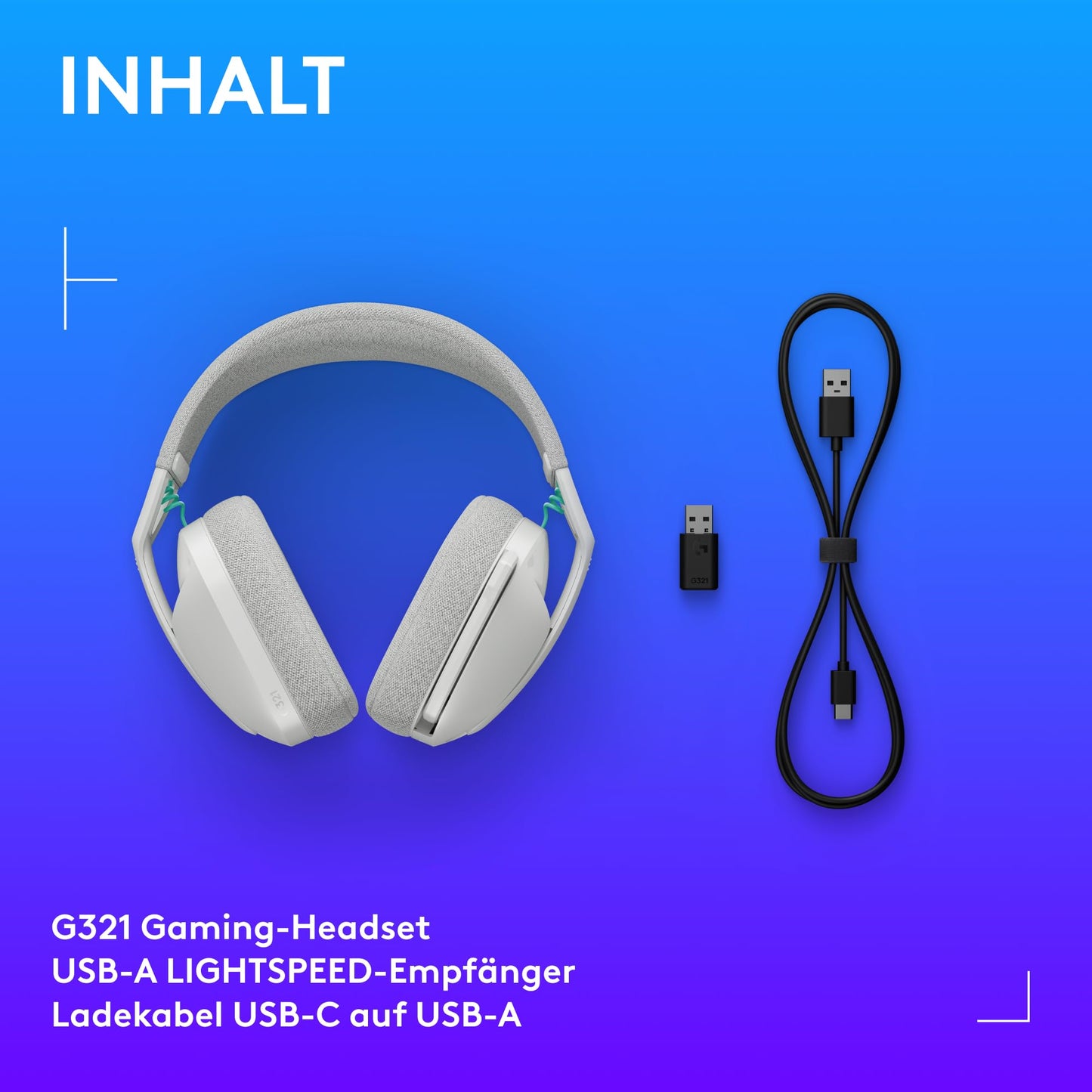 Logitech G G321 Lightspeed Wireless Bluetooth Gaming Headset, Dynamic Comfort and Fit, 16kHz Oscillating Microphone, 20+ Hour Battery Life, PC, PS4, PS5, Nintendo Switch, Mobile Device - White - 981-001569