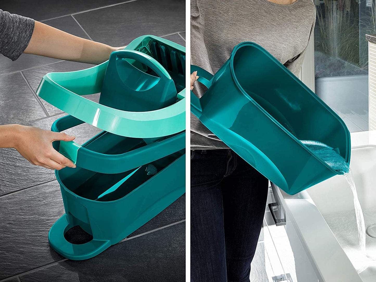 Leifheit wiper press Profi XL with wheels and carrying handle, with foot control for back-friendly cleaning without bending over and clean hands, 8 liter bucket with press attachment - 55076
