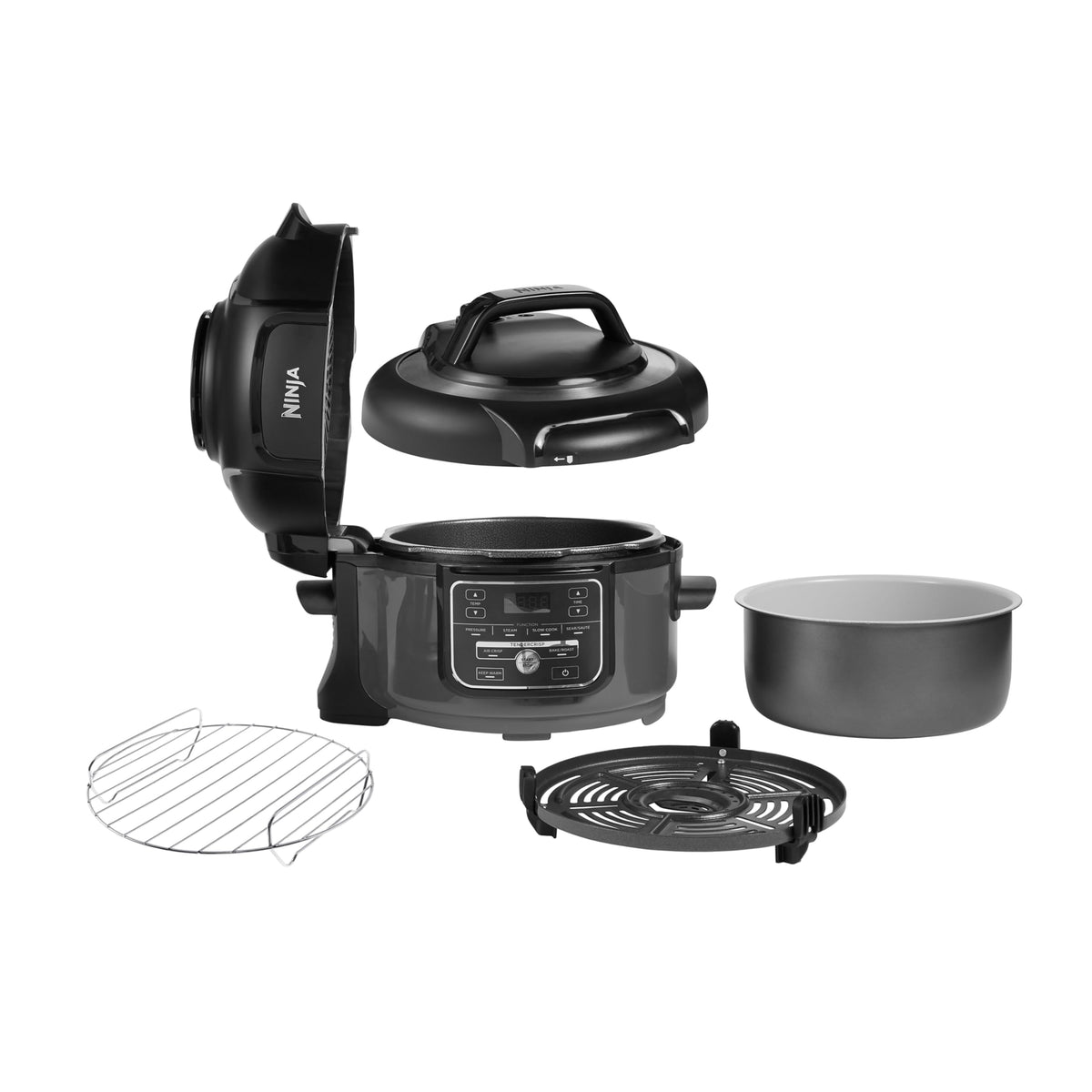 Ninja Foodi MINI Multicooker, 4.7L, 6-in-1 Multicooker, Pressure Cooker, Air Fryer, Slow Cooker, 1460W, Gray/Black OP100EU